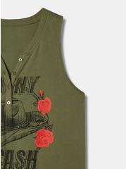 Johnny Cash Classic Fit Cotton Henley Tank, DUSTY OLIVE, alternate