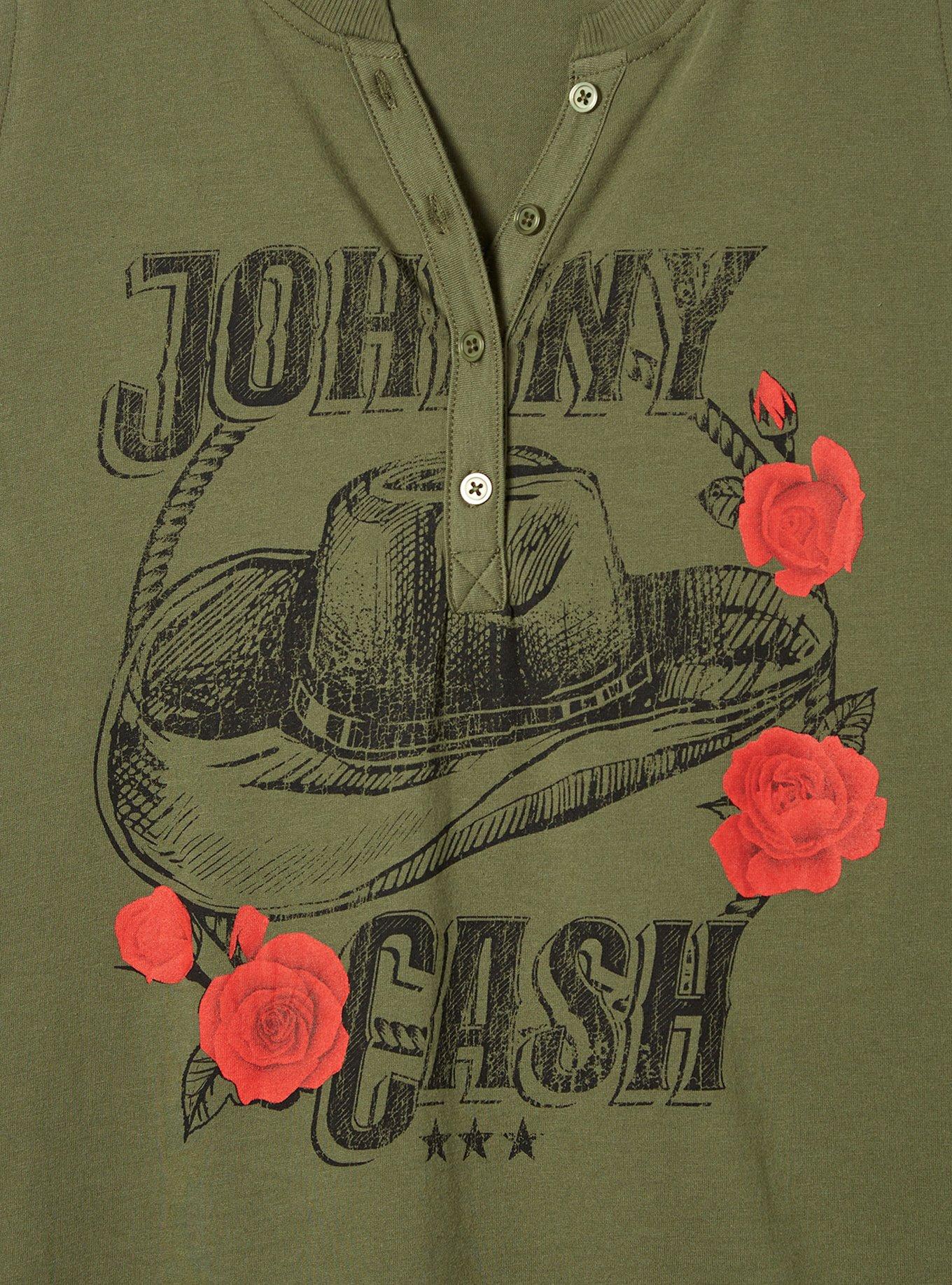 Johnny Cash Classic Fit Cotton Henley Tank, DUSTY OLIVE, alternate