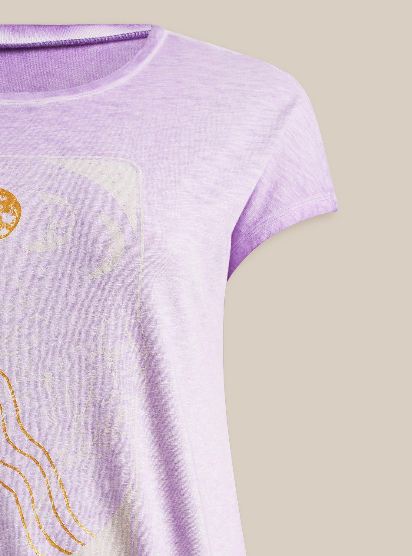 Moon Phase Relaxed Fit Super Soft Slub Crew Neck Dolman Banded Foil Tee, ORCHID BLOOM, alternate