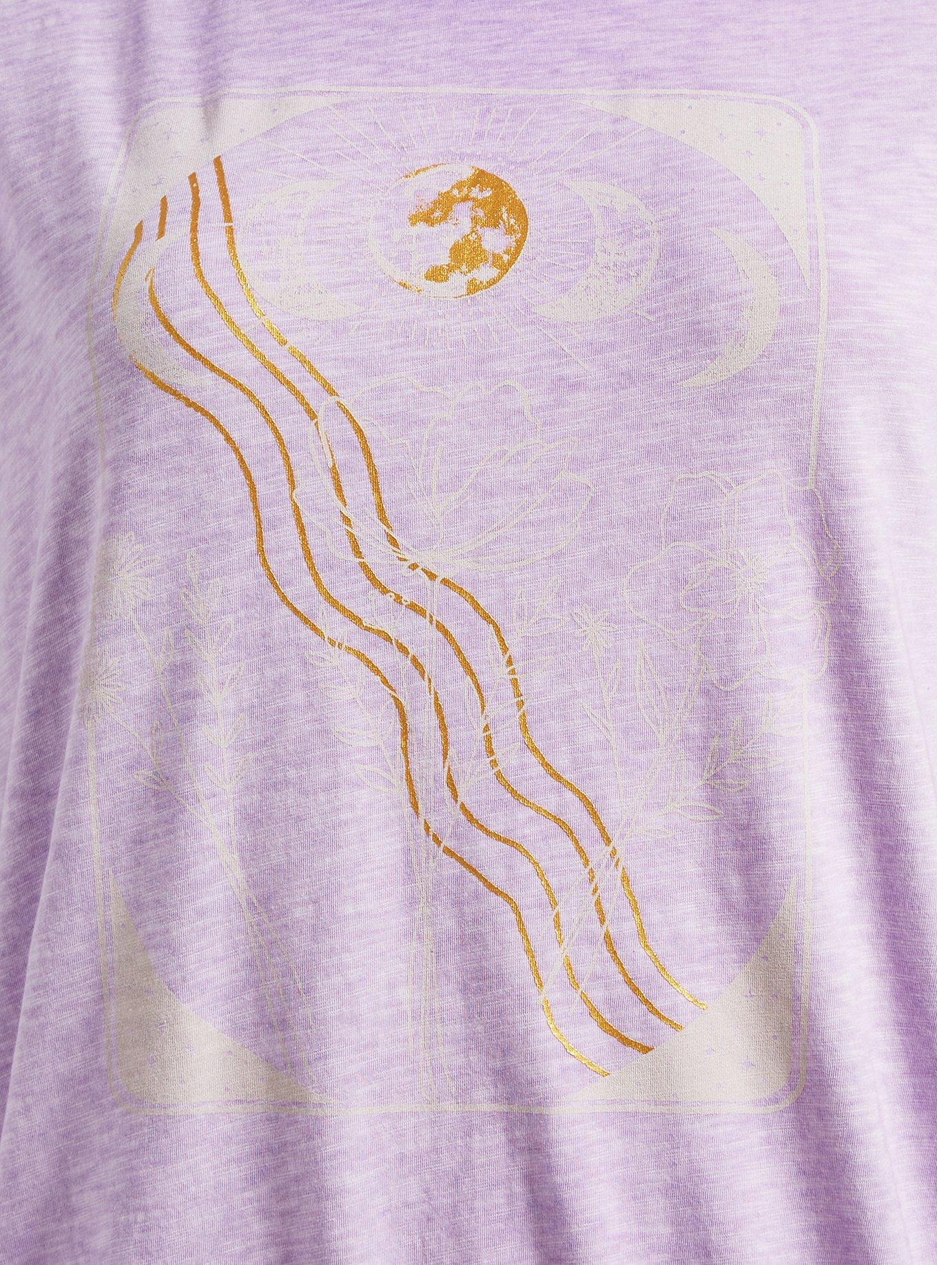 Moon Phase Relaxed Fit Super Soft Slub Crew Neck Dolman Banded Foil Tee, ORCHID BLOOM, alternate
