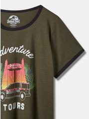 Jurassic Park Classic Fit Crop Ringer Tee, DUSTY OLIVE, alternate