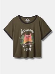 Jurassic Park Classic Fit Crop Ringer Tee, DUSTY OLIVE, hi-res