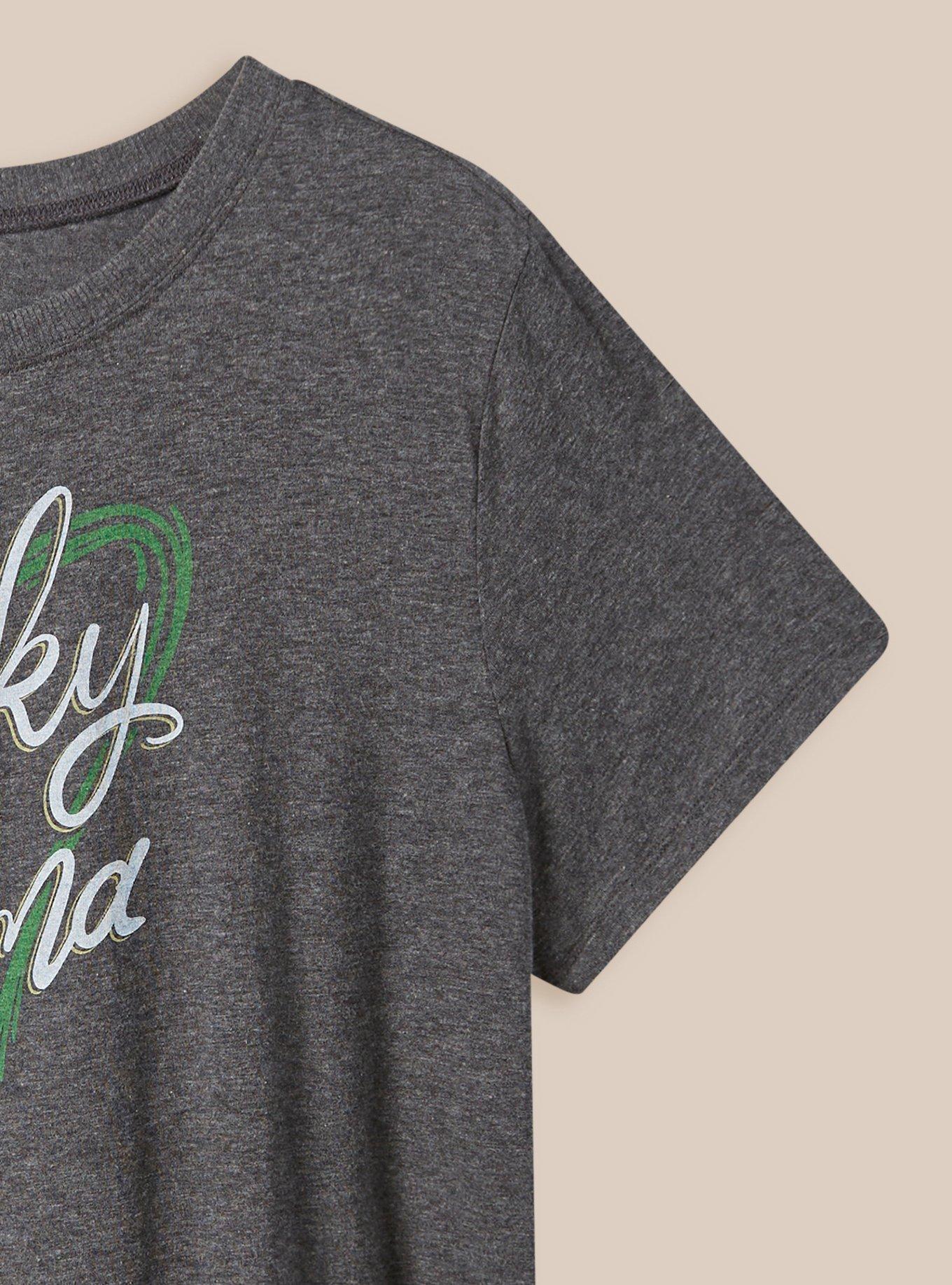 Plus Size Lucky Mama Vintage Crew Neck Tee, GREY, alternate