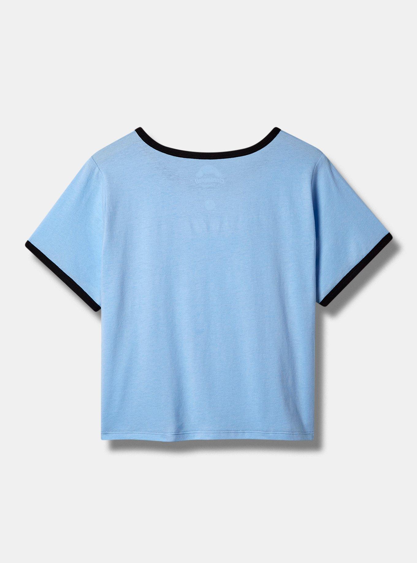 Cinnamoroll Classic Fit Crew Neck Ringer Crop Tee, BLUE, alternate