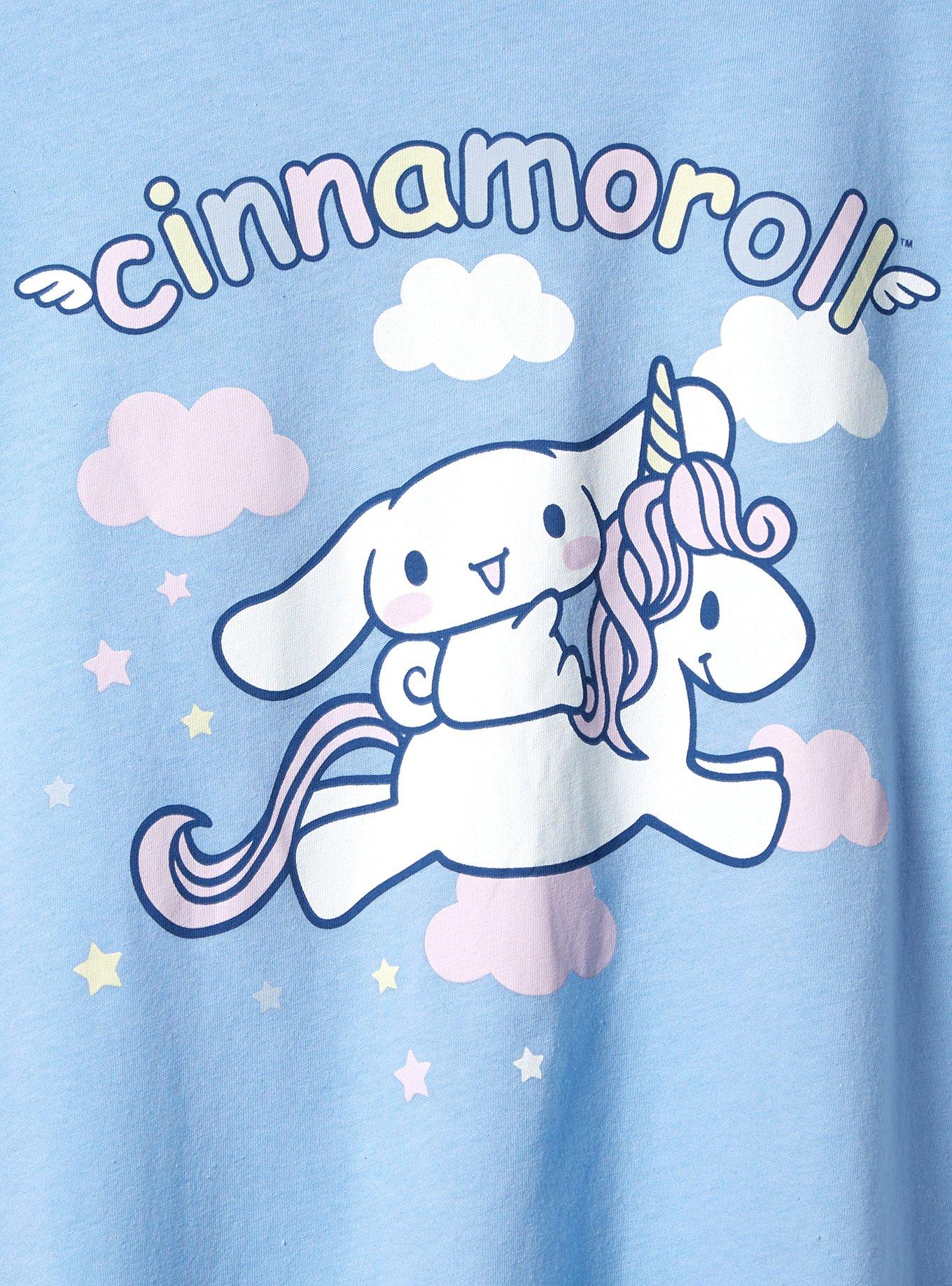 Cinnamoroll Classic Fit Crew Neck Ringer Crop Tee, BLUE, alternate