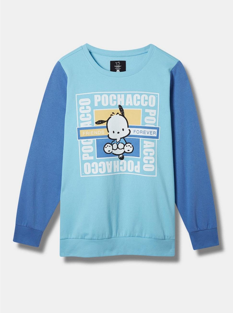 Pochacco Cozy Fleece Color Block Sweatshirt, BLUE, hi-res