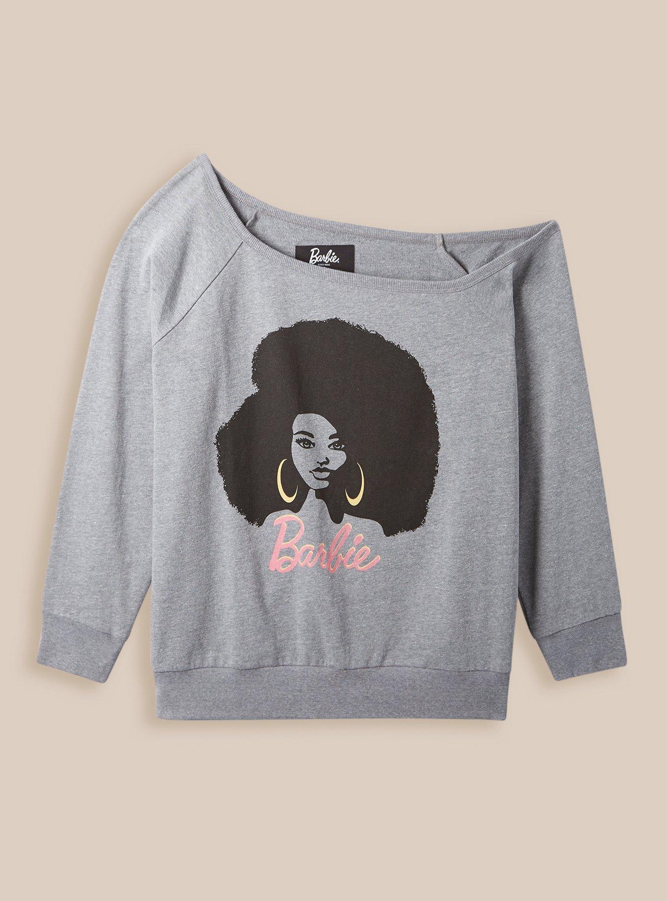 Plus Size - Slim Fit Crew Tee – Barbie Afro Grey - Torrid