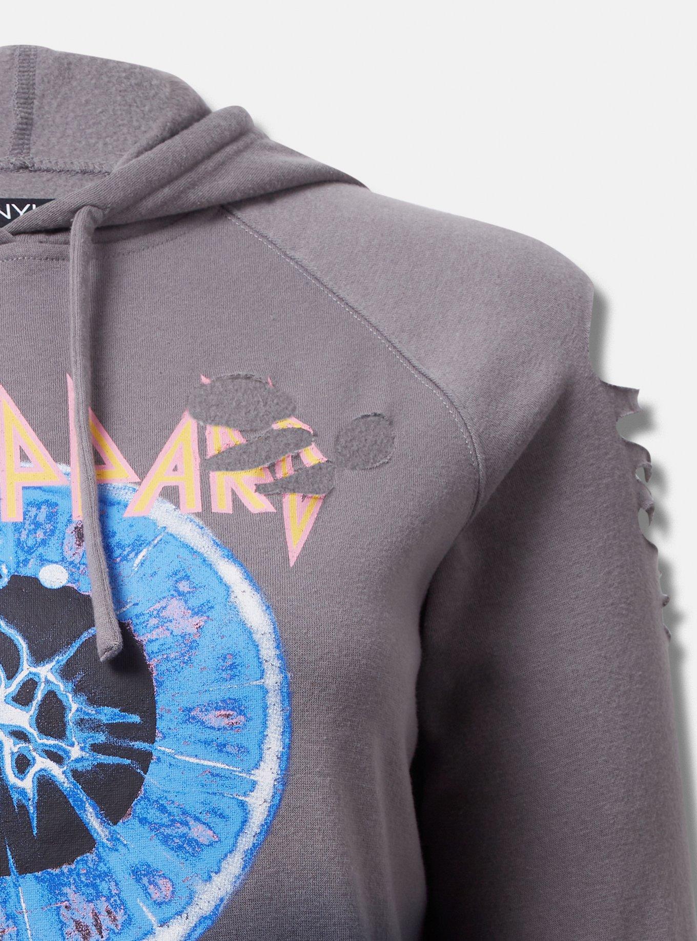 Def Leppard Cozy Fleece Destructed Hoodie, GREY, alternate