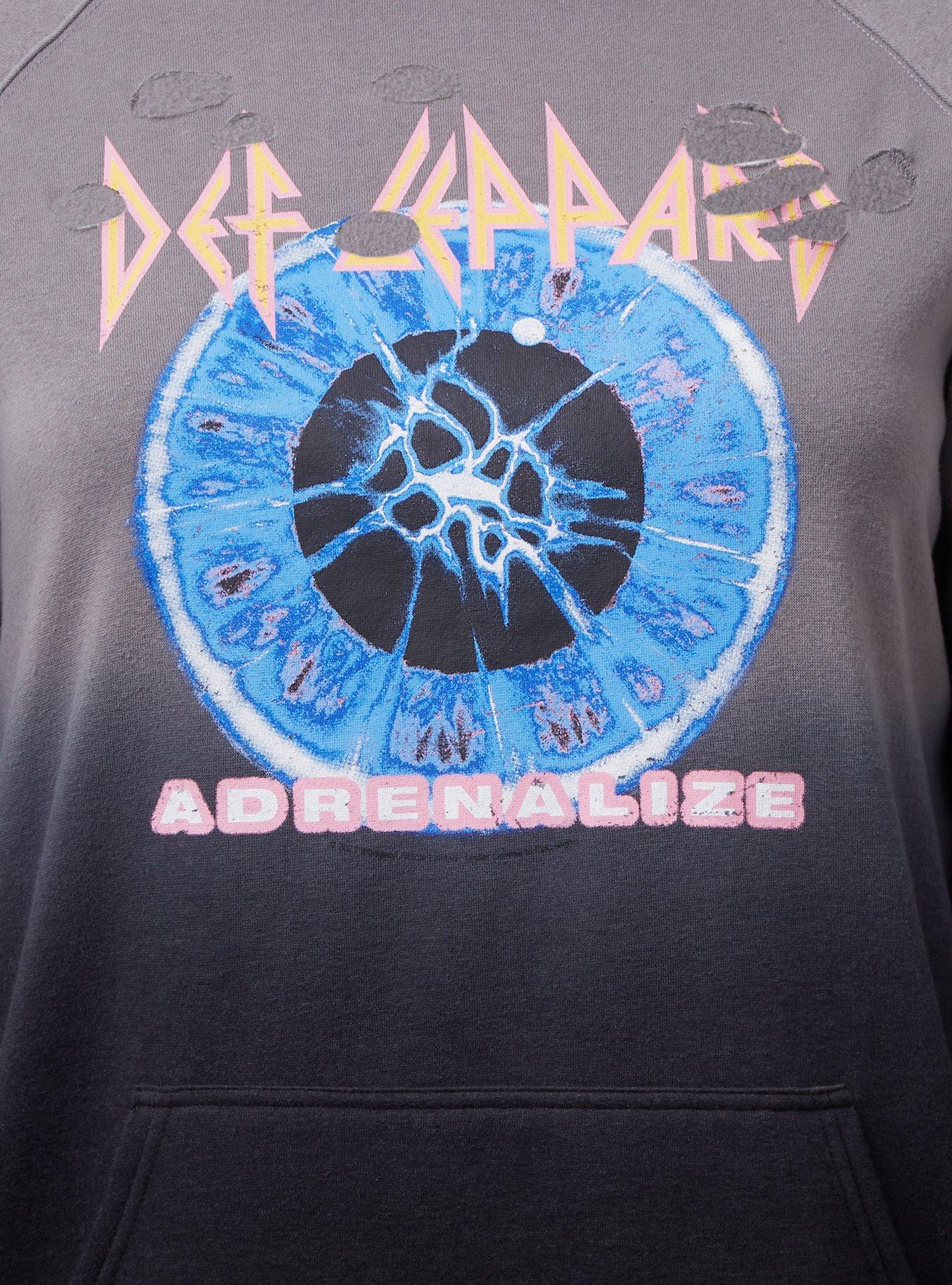 Def Leppard Cozy Fleece Destructed Hoodie, GREY, alternate