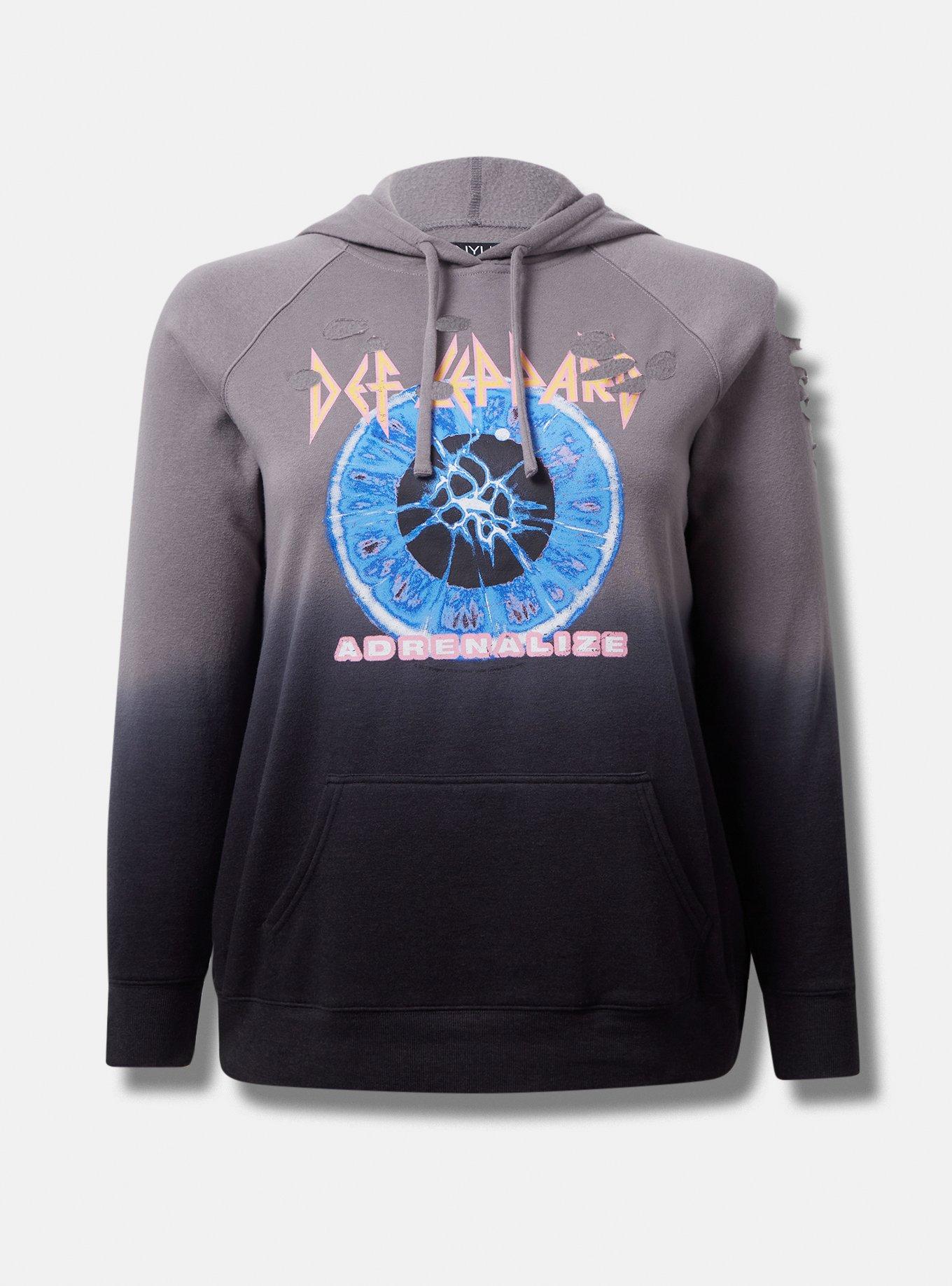 Plus Size - Def Leppard Cozy Fleece Destructed Hoodie - Torrid