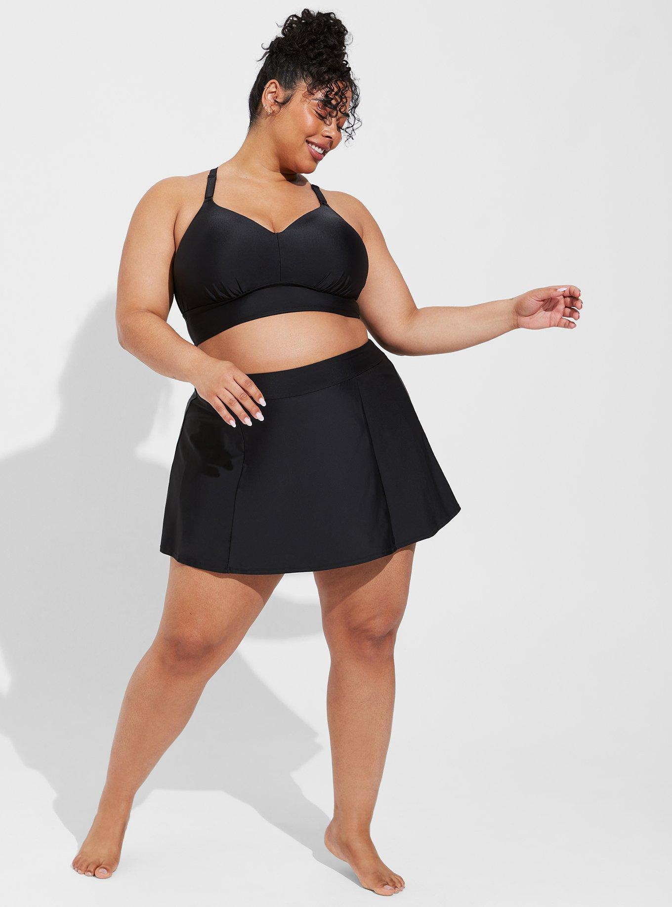 Plus size best sale black swim skirt