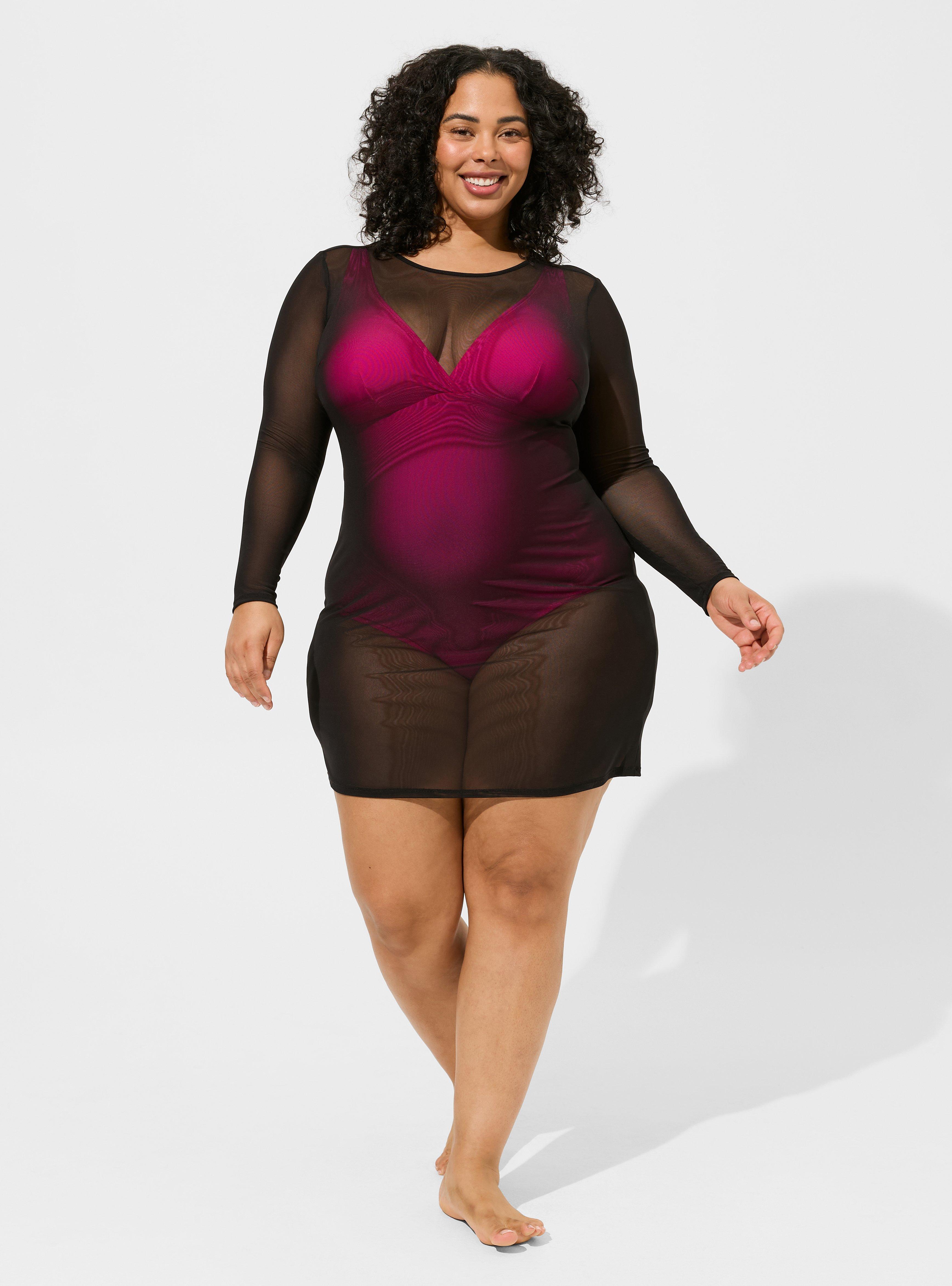 Plus Size - Short Mesh Long Sleeve Cover Up Dress - Torrid