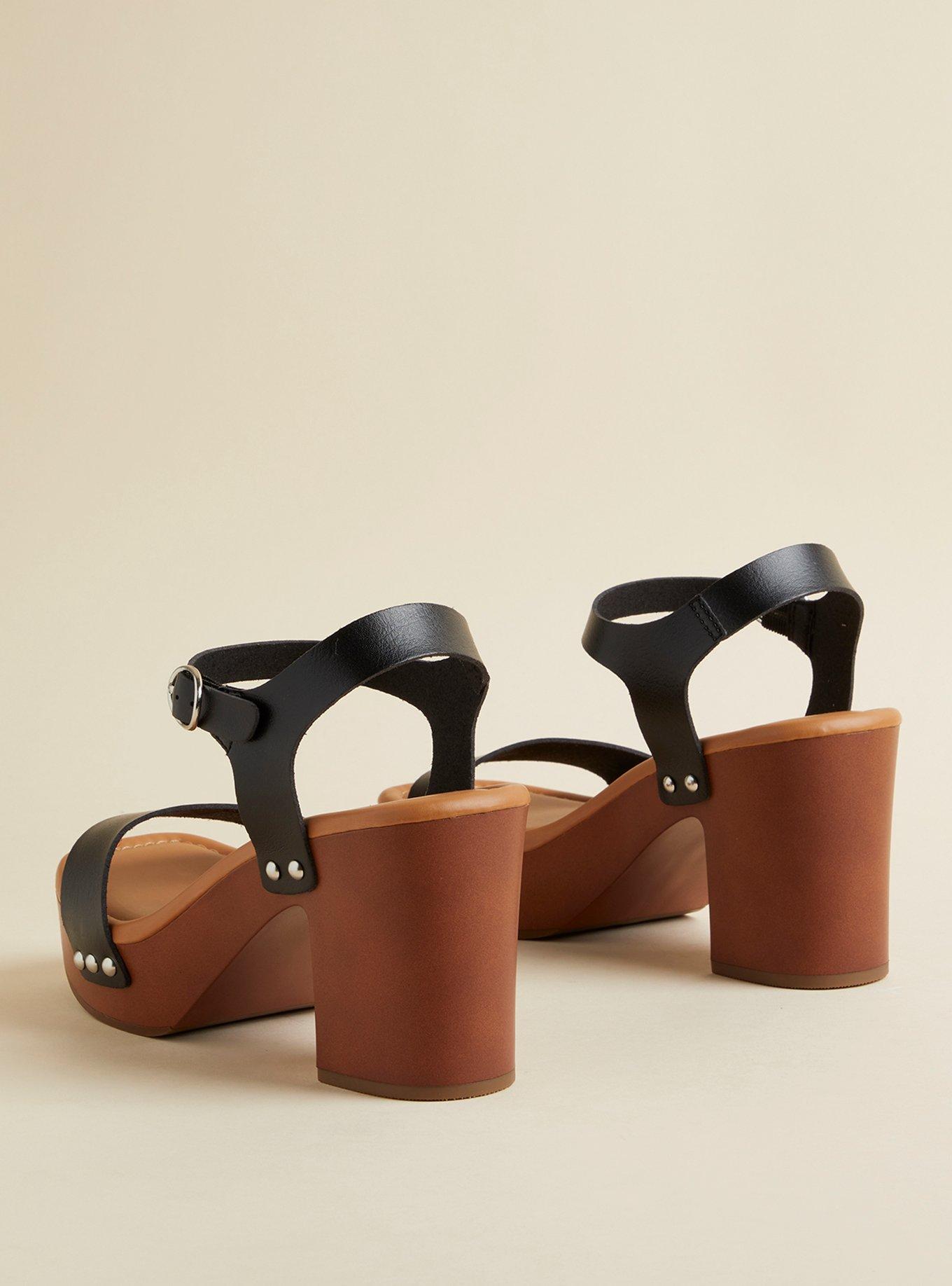 Plus Size Square Toe Wood Heel (WW), BLACK FAUX LEATHER, alternate