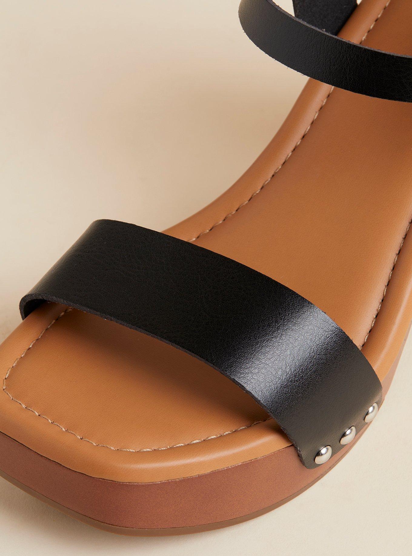 Plus Size Square Toe Wood Heel (WW), BLACK FAUX LEATHER, alternate