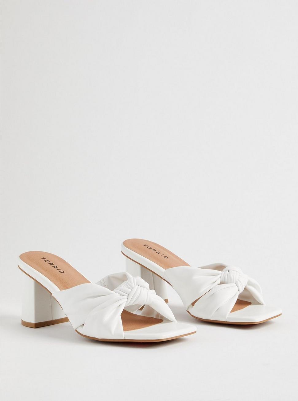 Soft Knot Square Heel Mule (WW), WHITE, hi-res
