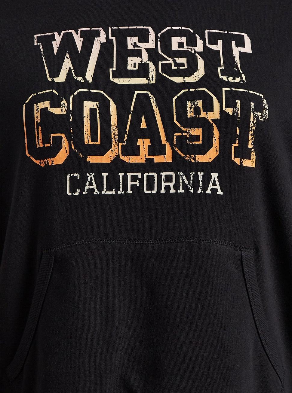 West Coast Relaxed Fit Cozy Fleece Long Sleeve Hoodie, DEEP BLACK, alternate