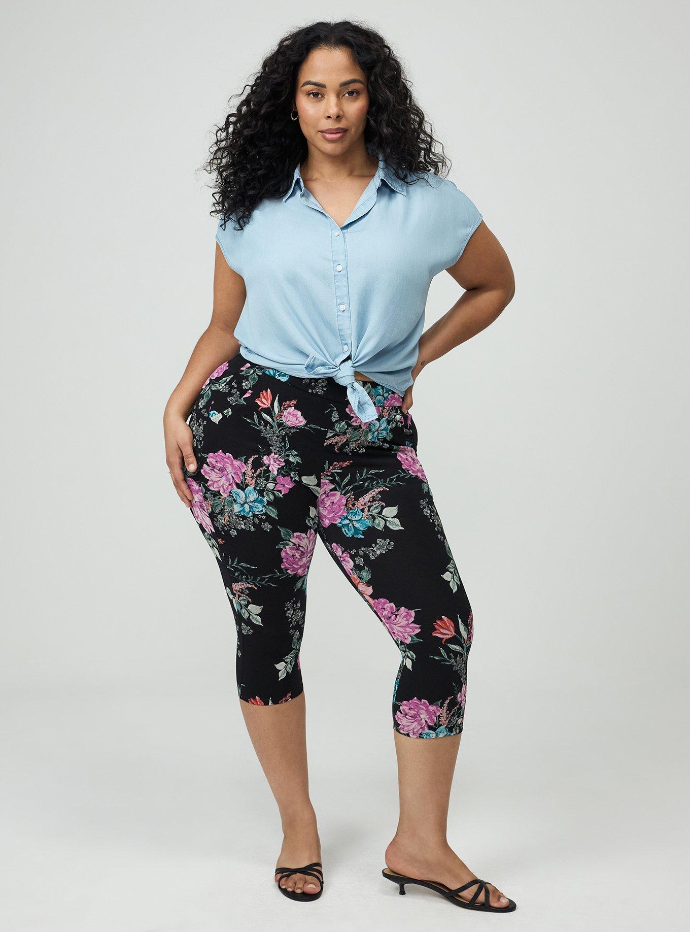 Pedal Pusher Pocket Legging, LORENA FLORAL BLACK, hi-res