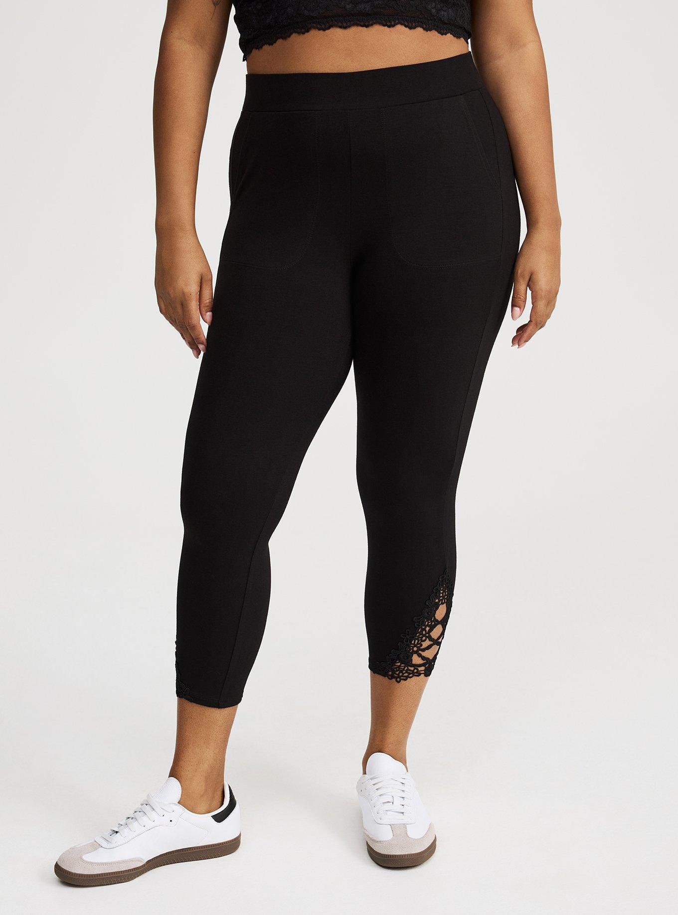 Cropped Button Hem Leggings