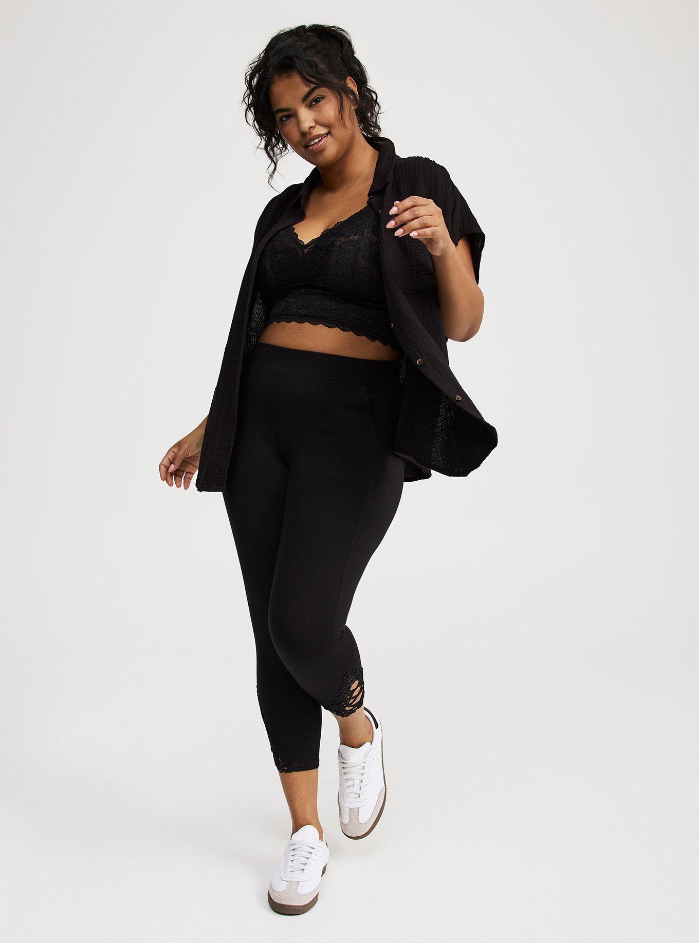 Plus Size - Torrid Active - Space Dye Mesh Inset Cropped Leggings - Torrid