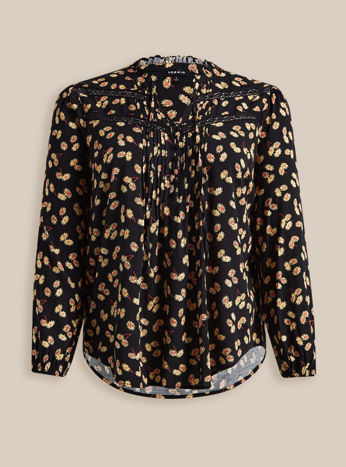 Rayon Slub Peasant Long Sleeve Top