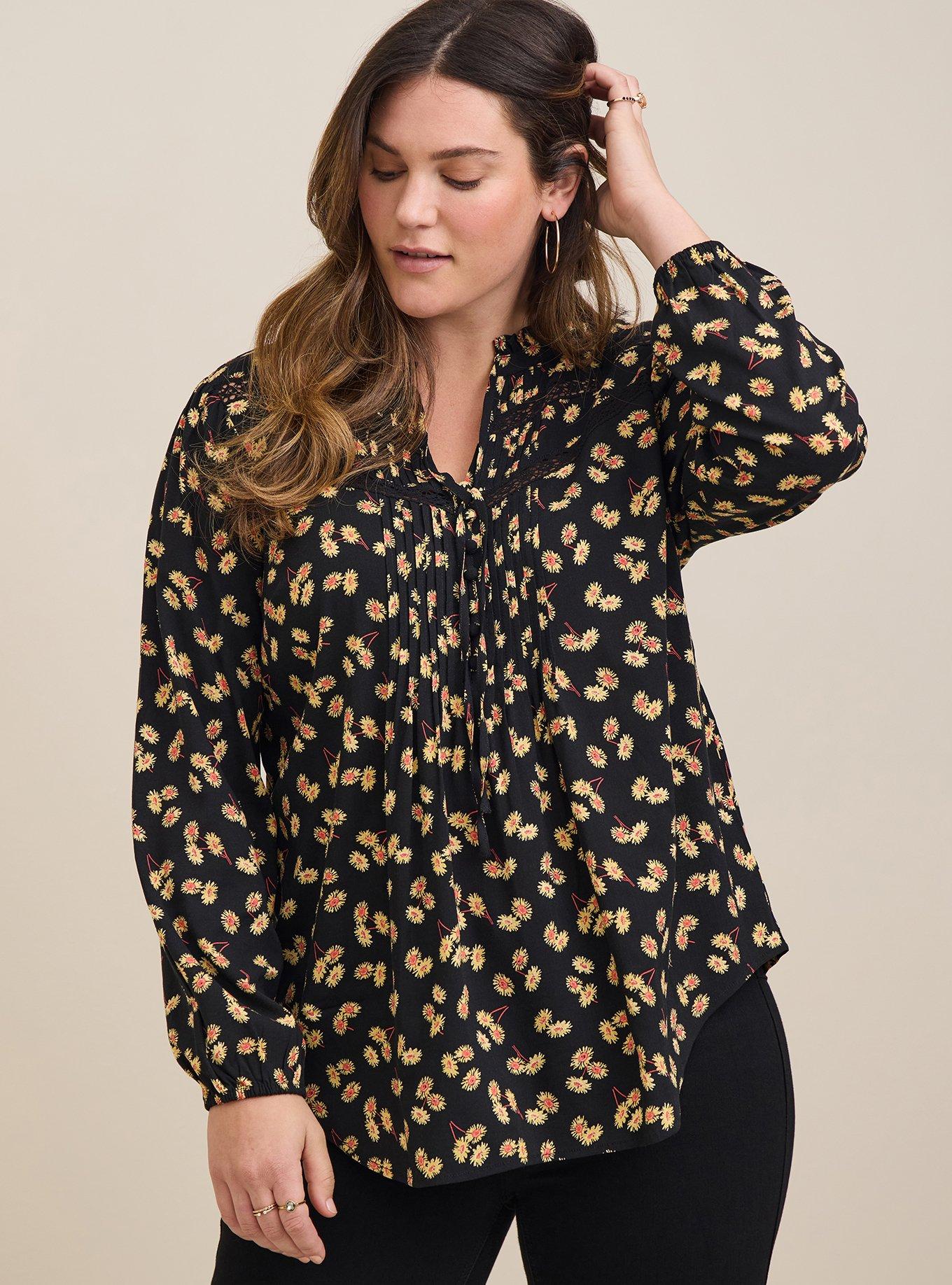 Rayon Slub Peasant Long Sleeve Top