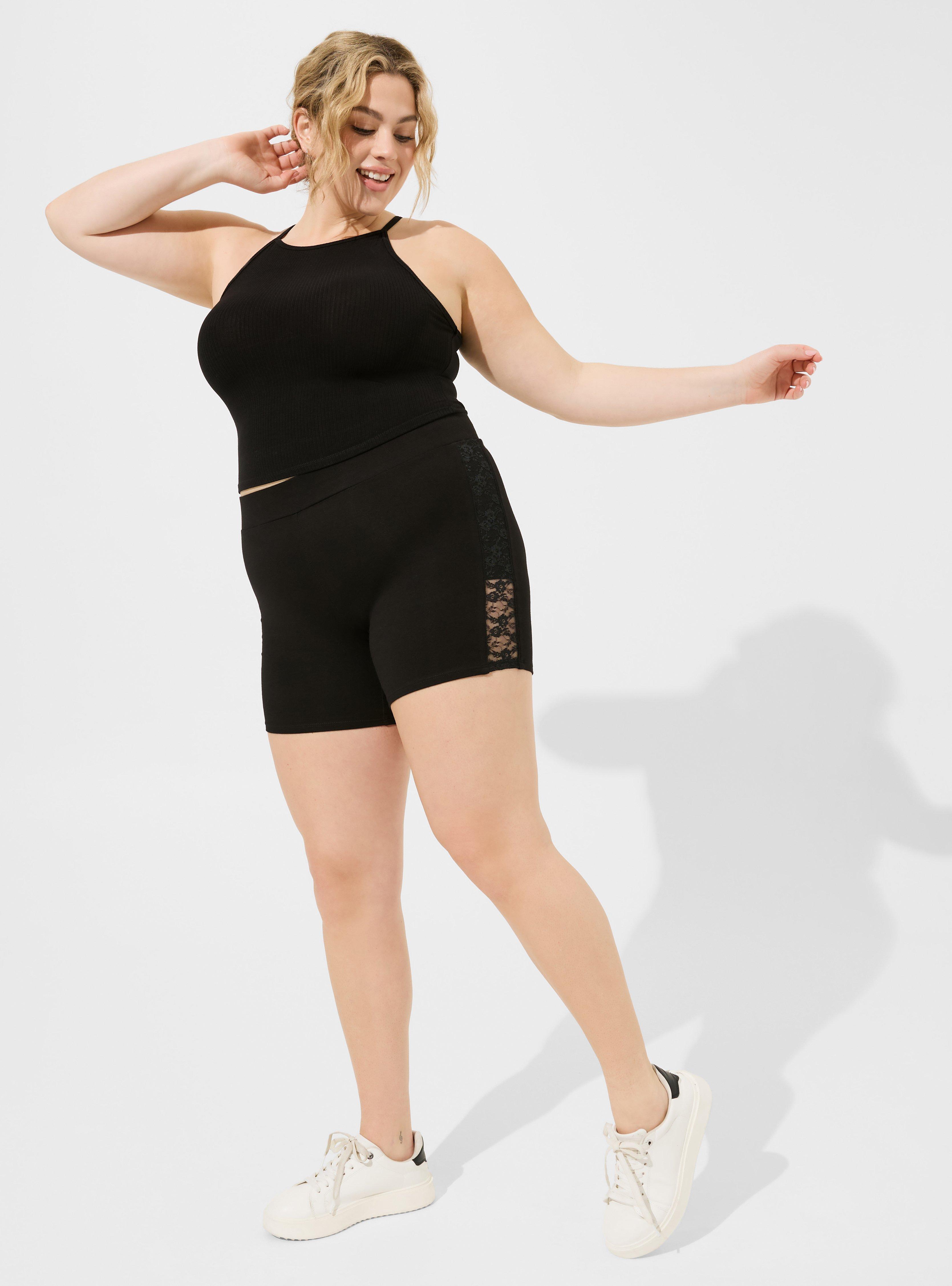 Plus Black Basic Bike Shorts, Plus Size