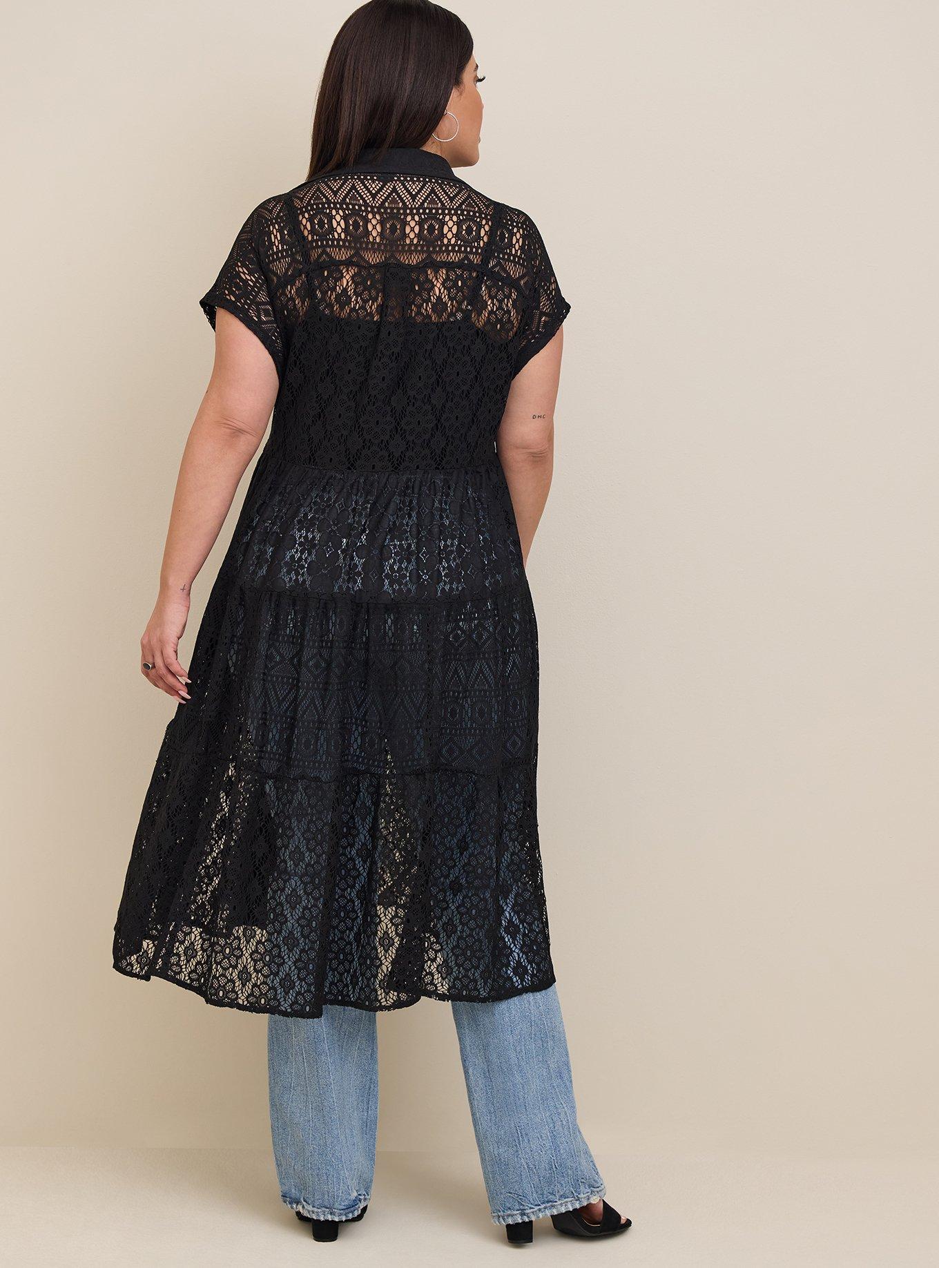 Black lace best sale maxi kimono