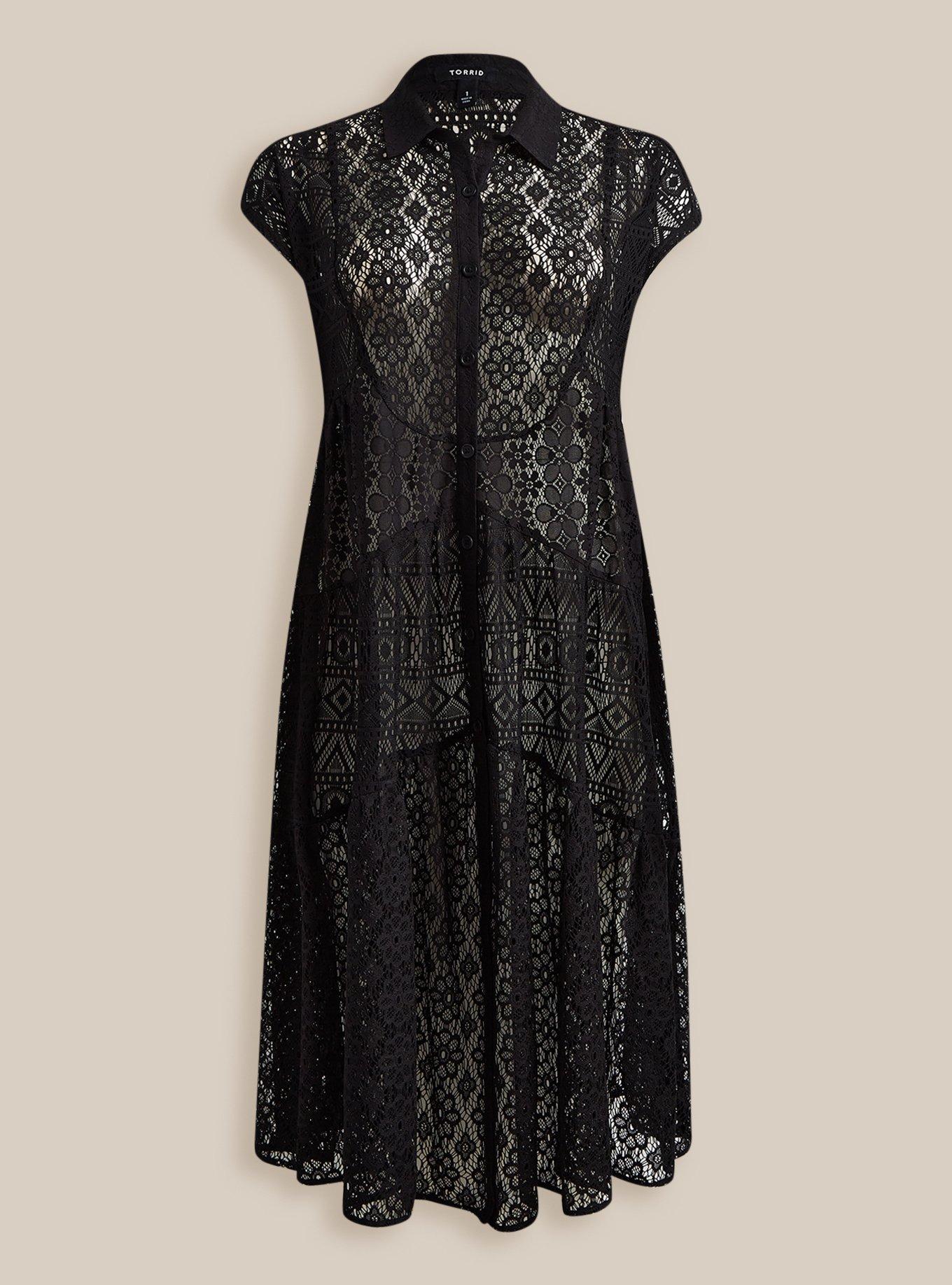 Plus Size Mixed Lace Shirt Maxi Kimono Torrid