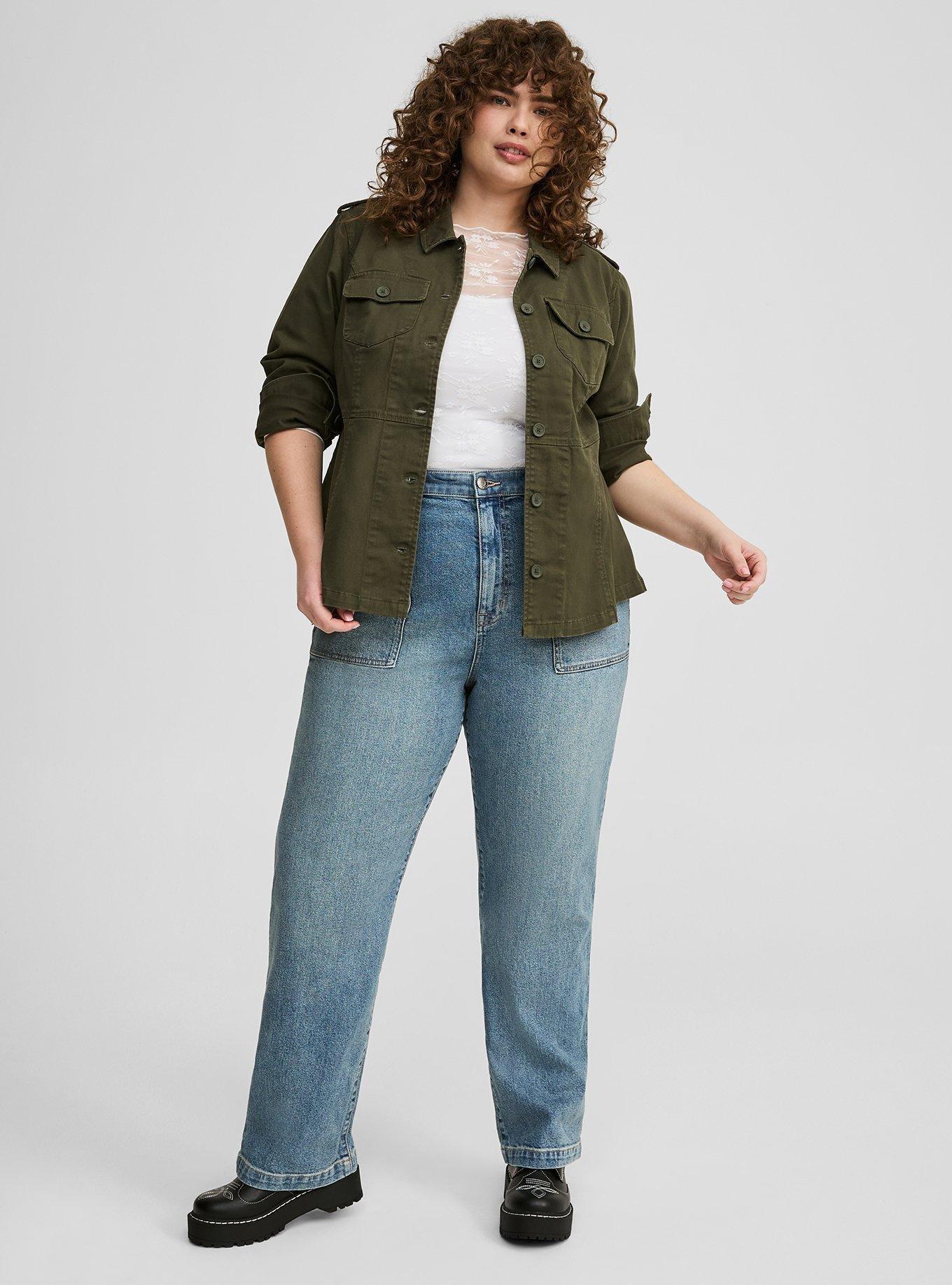 Stretch Twill Peplum Utility Jacket