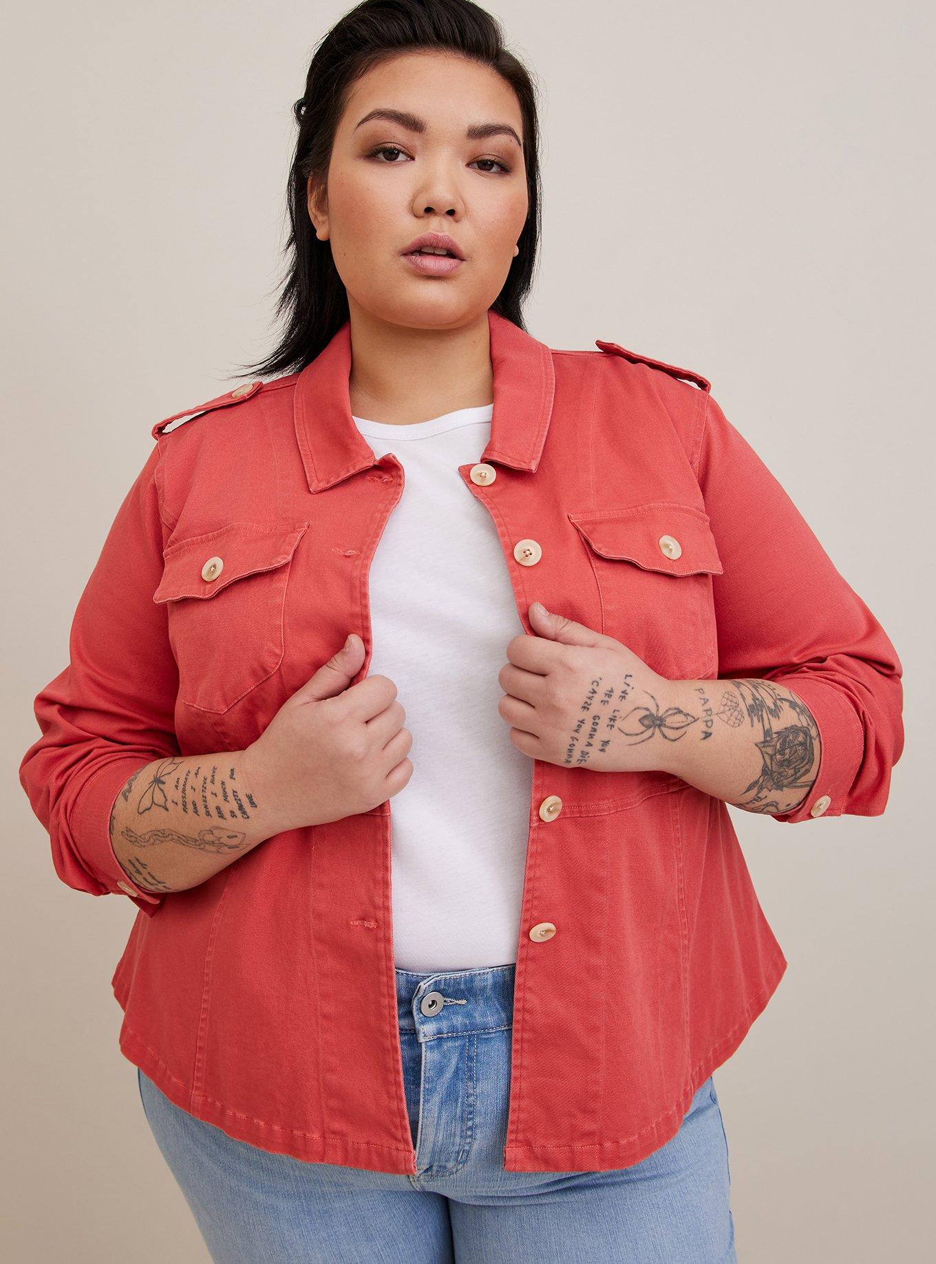 Plus Size - Twill Drape Front Jacket - Torrid