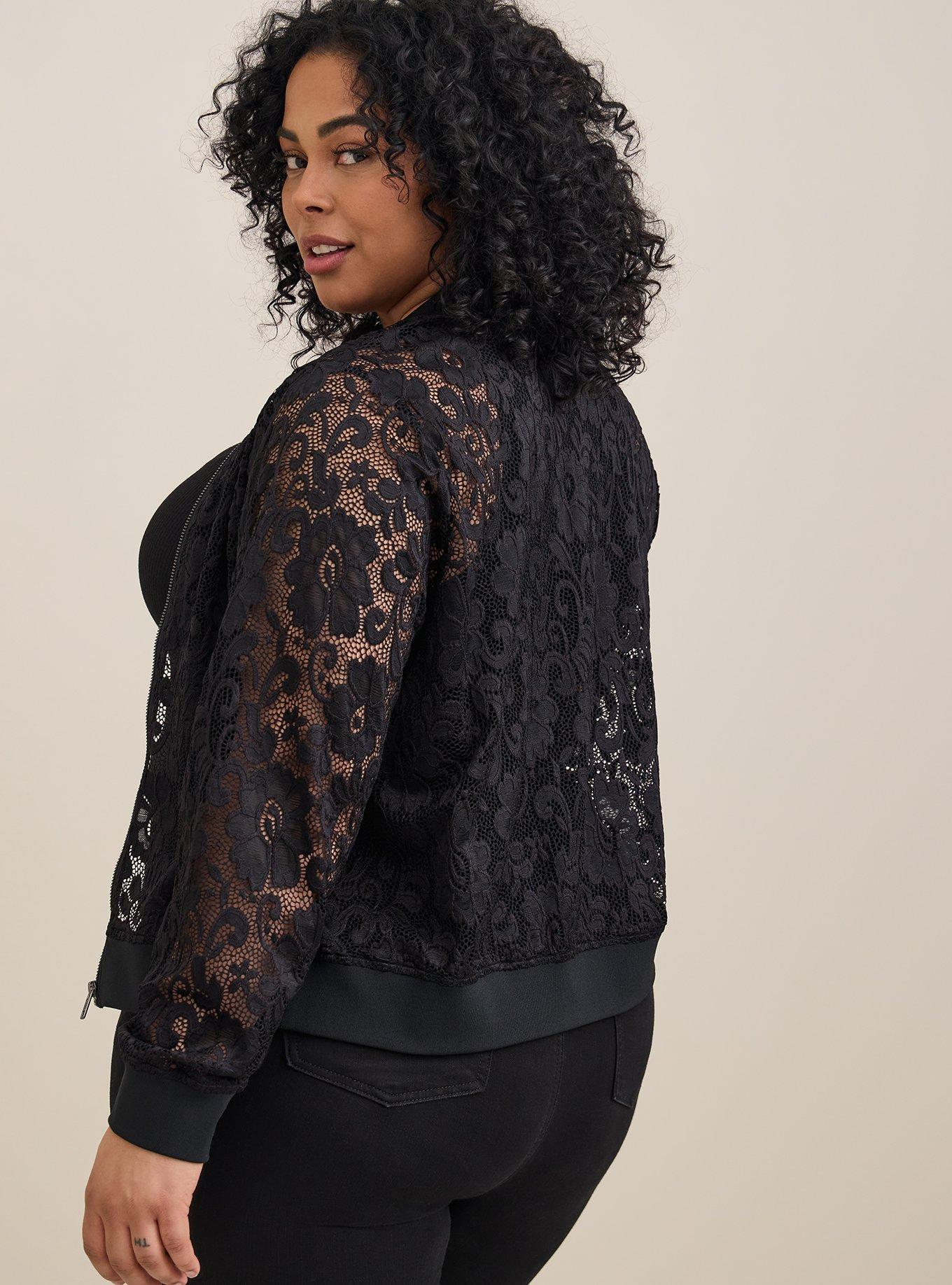 Lace bomber hotsell jacket black