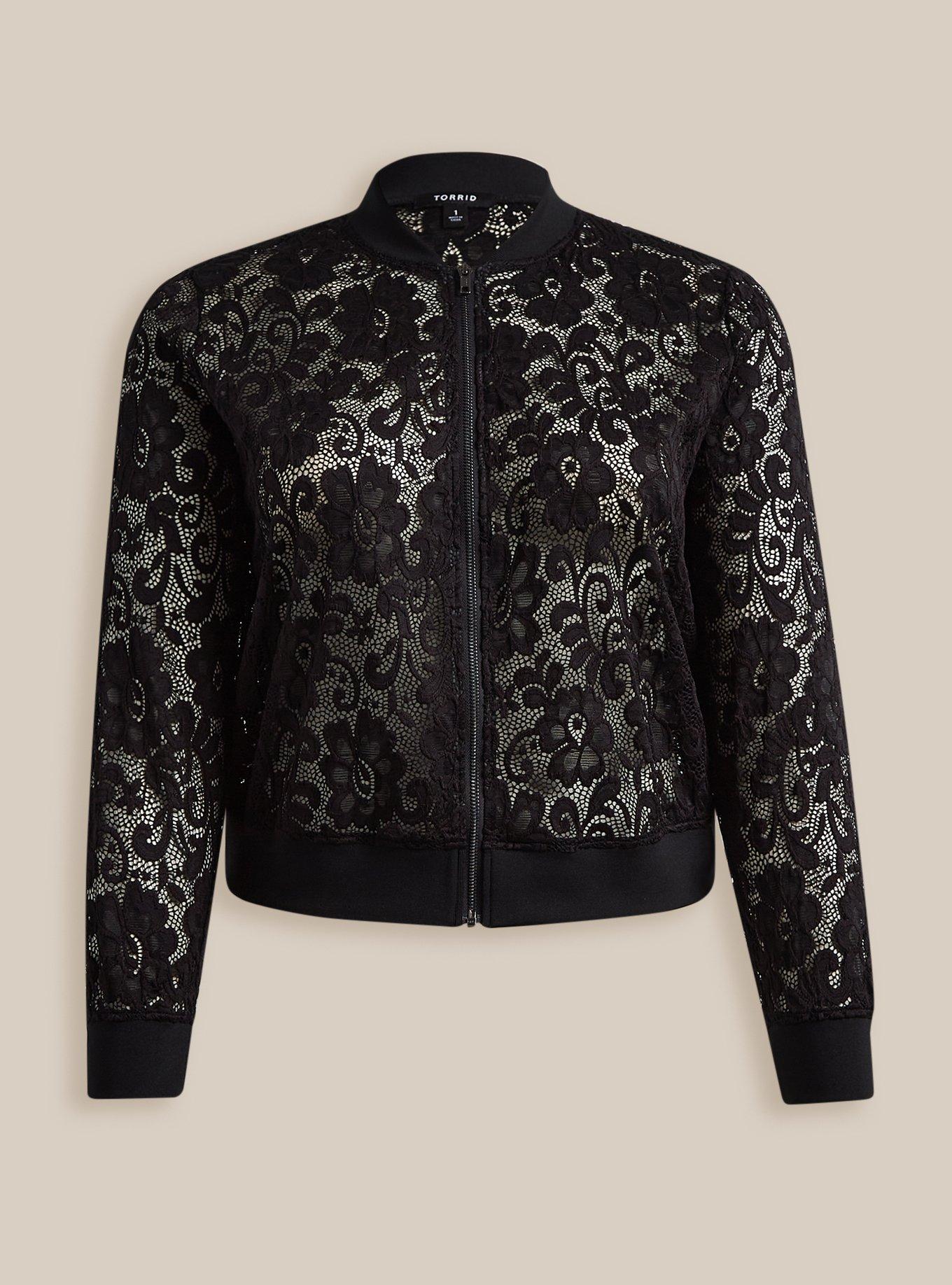 Plus size best sale lace bomber jacket