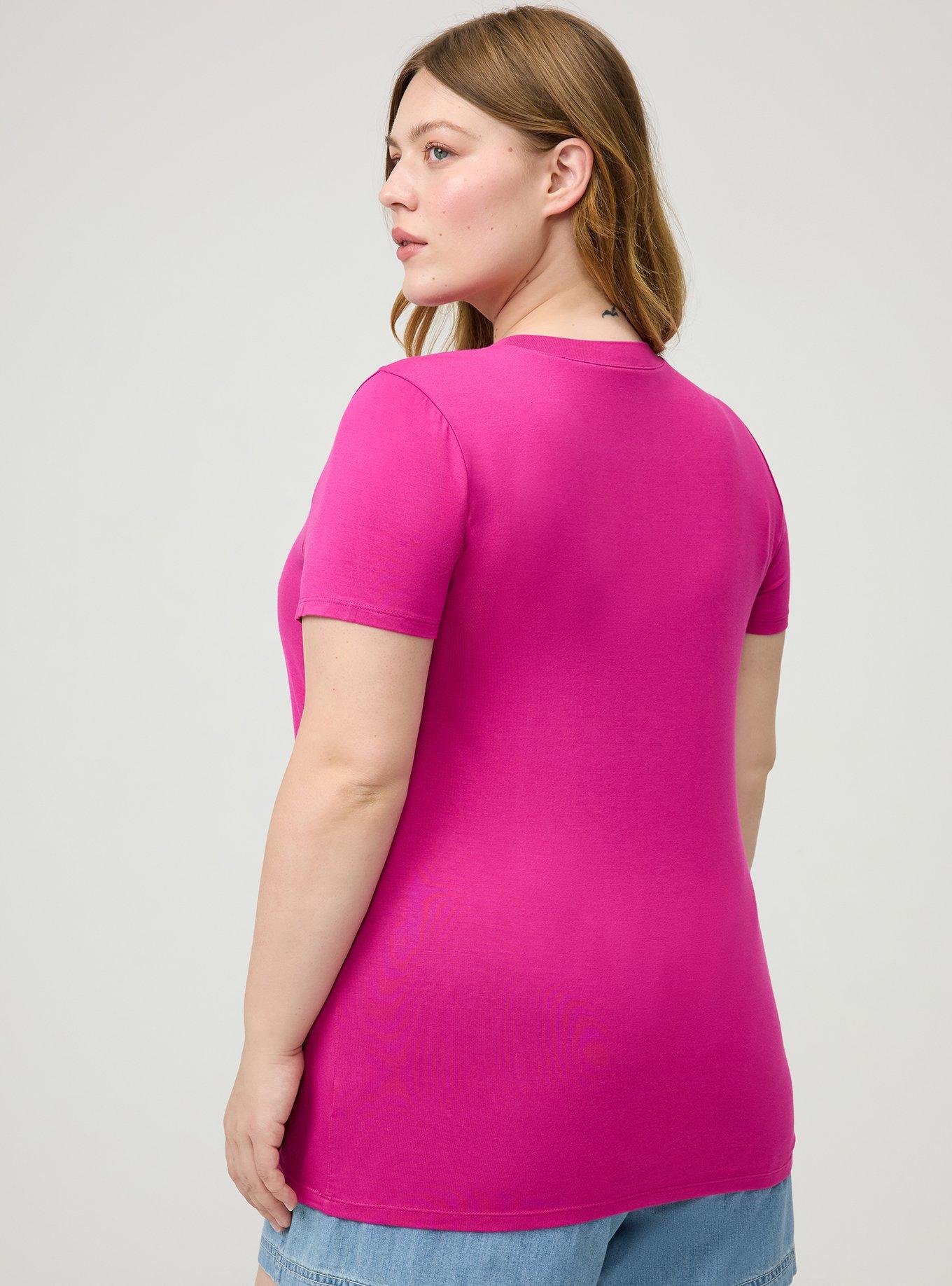 Plus Size Perfect Super Soft Crew Tee, FUCHSIA RED, alternate