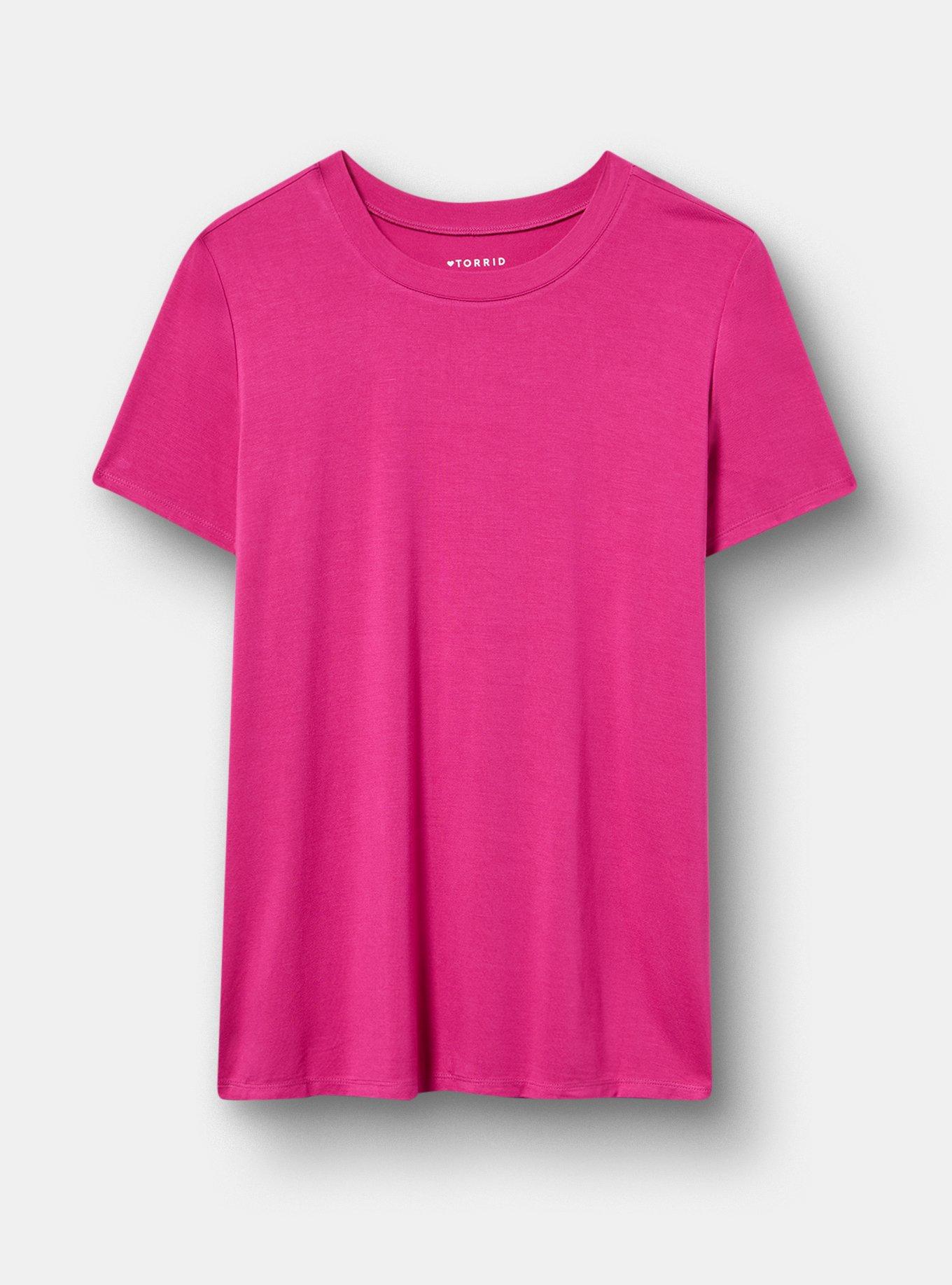 Plus Size Perfect Super Soft Crew Tee, FUCHSIA RED, hi-res