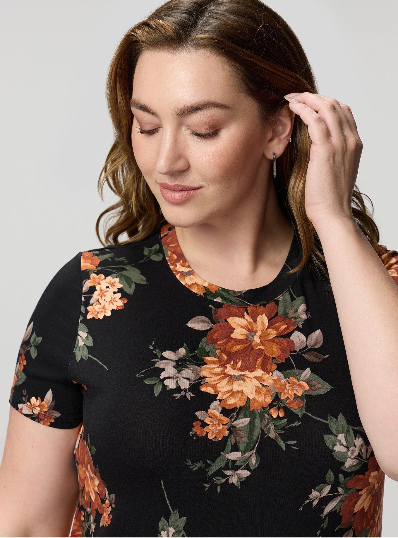 Perfect Super Soft Crew Tee, CELEBRATION FLORAL TERRACOTTA, alternate