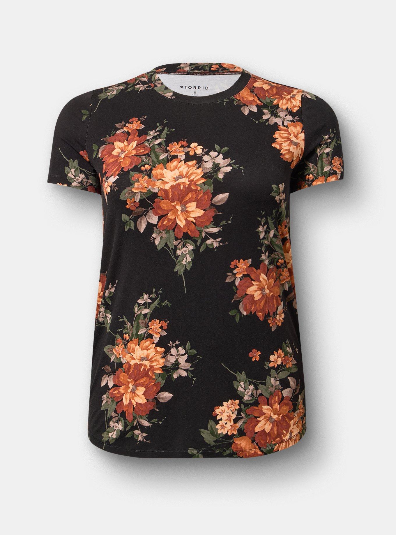 Perfect Super Soft Crew Tee, CELEBRATION FLORAL TERRACOTTA, hi-res