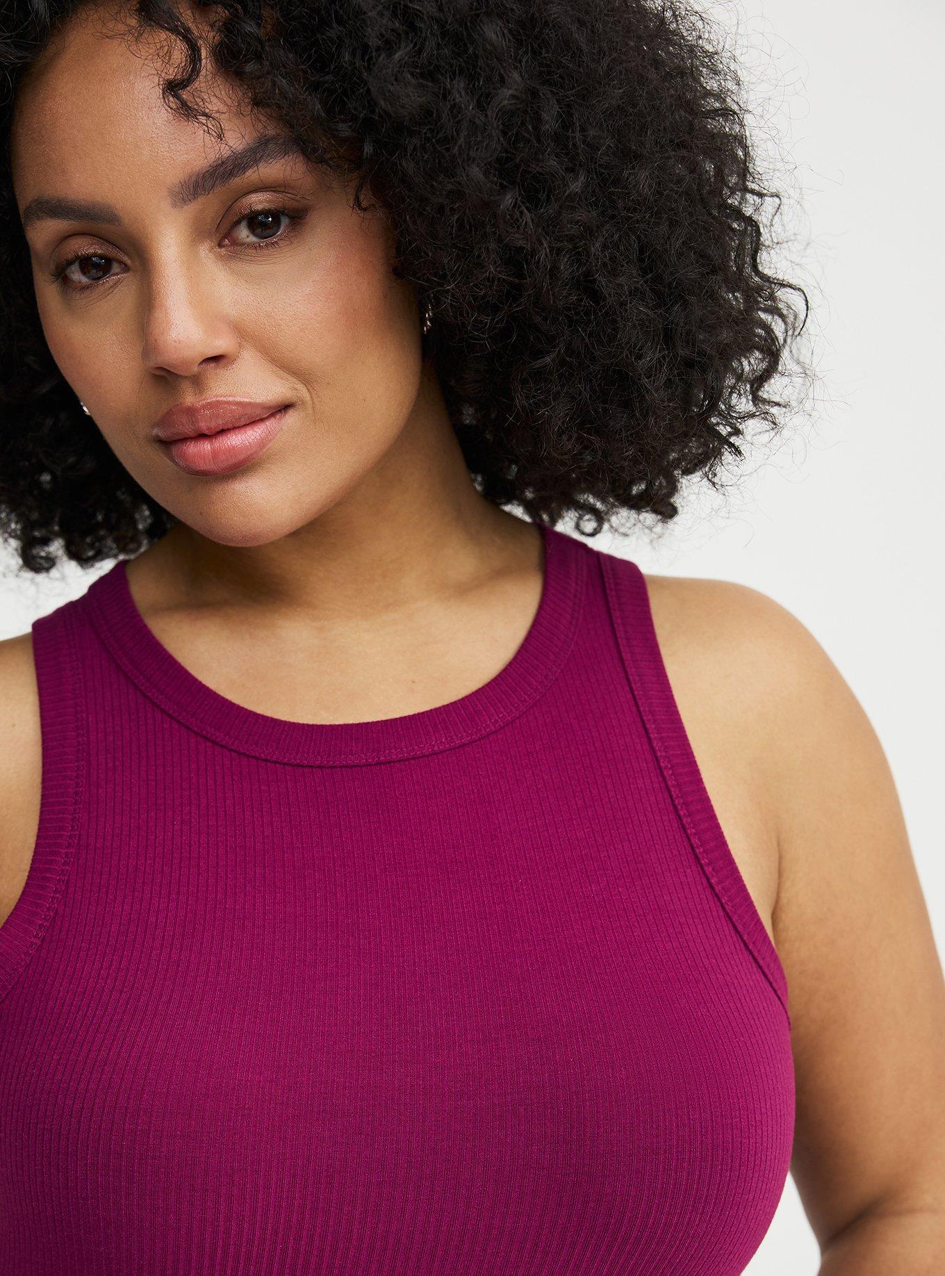 Super Soft Rib High Neck Tank, PURPLE POTION, alternate