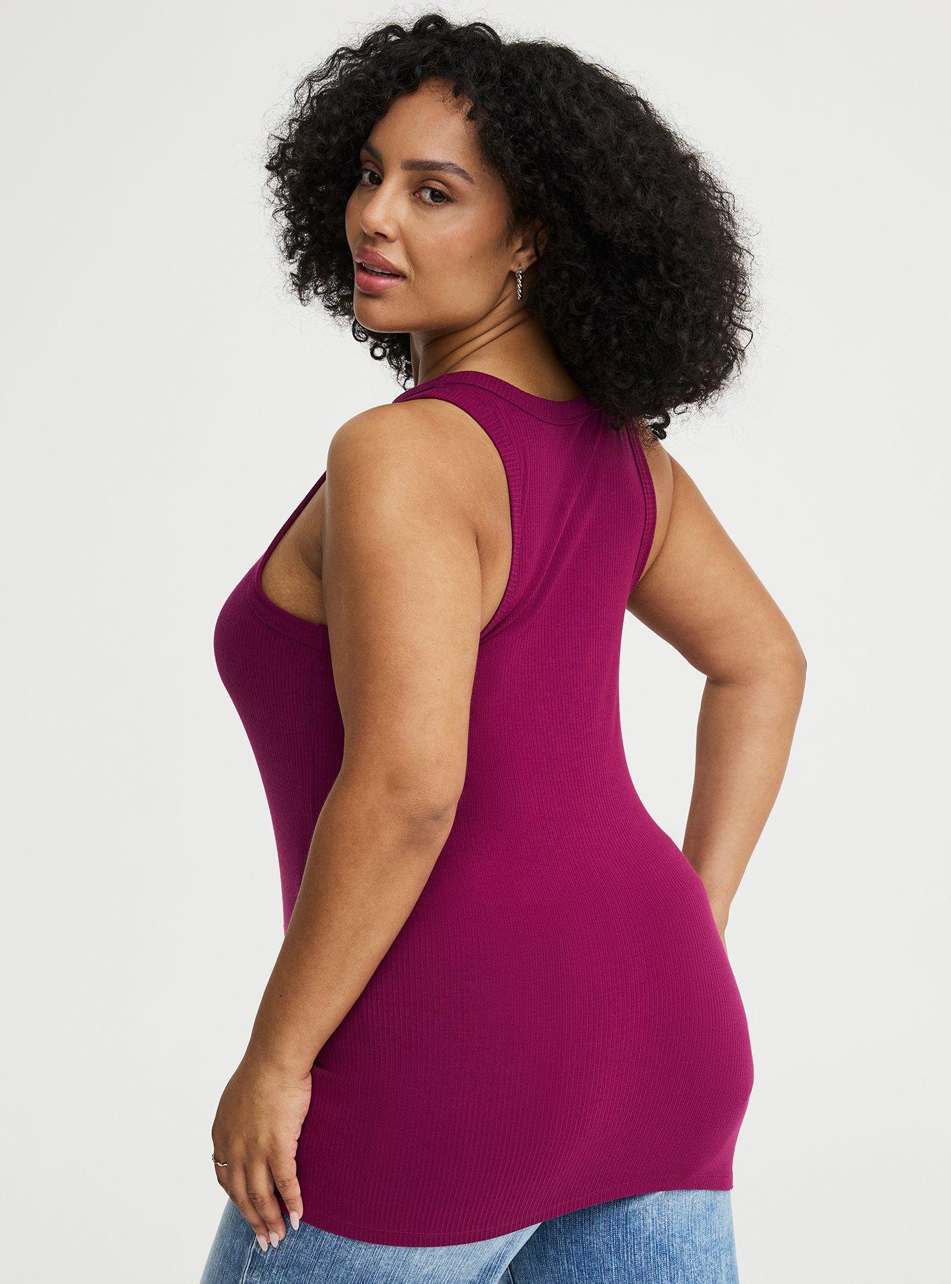 Super Soft Rib High Neck Tank, PURPLE POTION, alternate