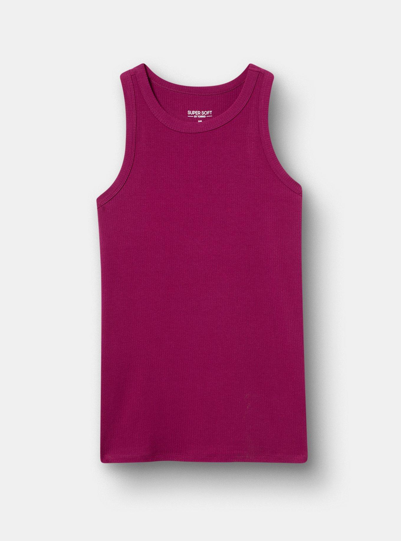 Super Soft Rib High Neck Tank, PURPLE POTION, hi-res