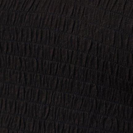 Cotton Modal Slub Smocked Short Sleeve Babydoll, DEEP BLACK, swatch