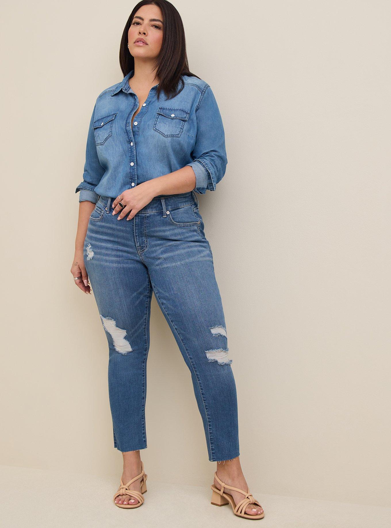 Plus Size - Perfect Boyfriend Ankle Vintage Stretch Mid-Rise Jean