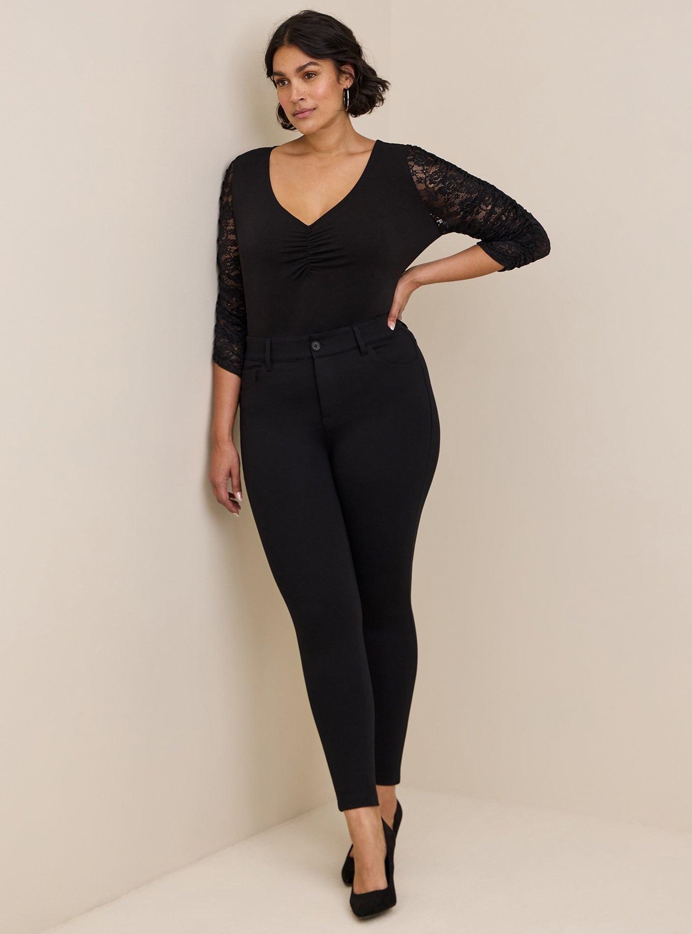 Plus Size - Studio Crepe V-Neck Ruched Lace Sleeve Top - Torrid