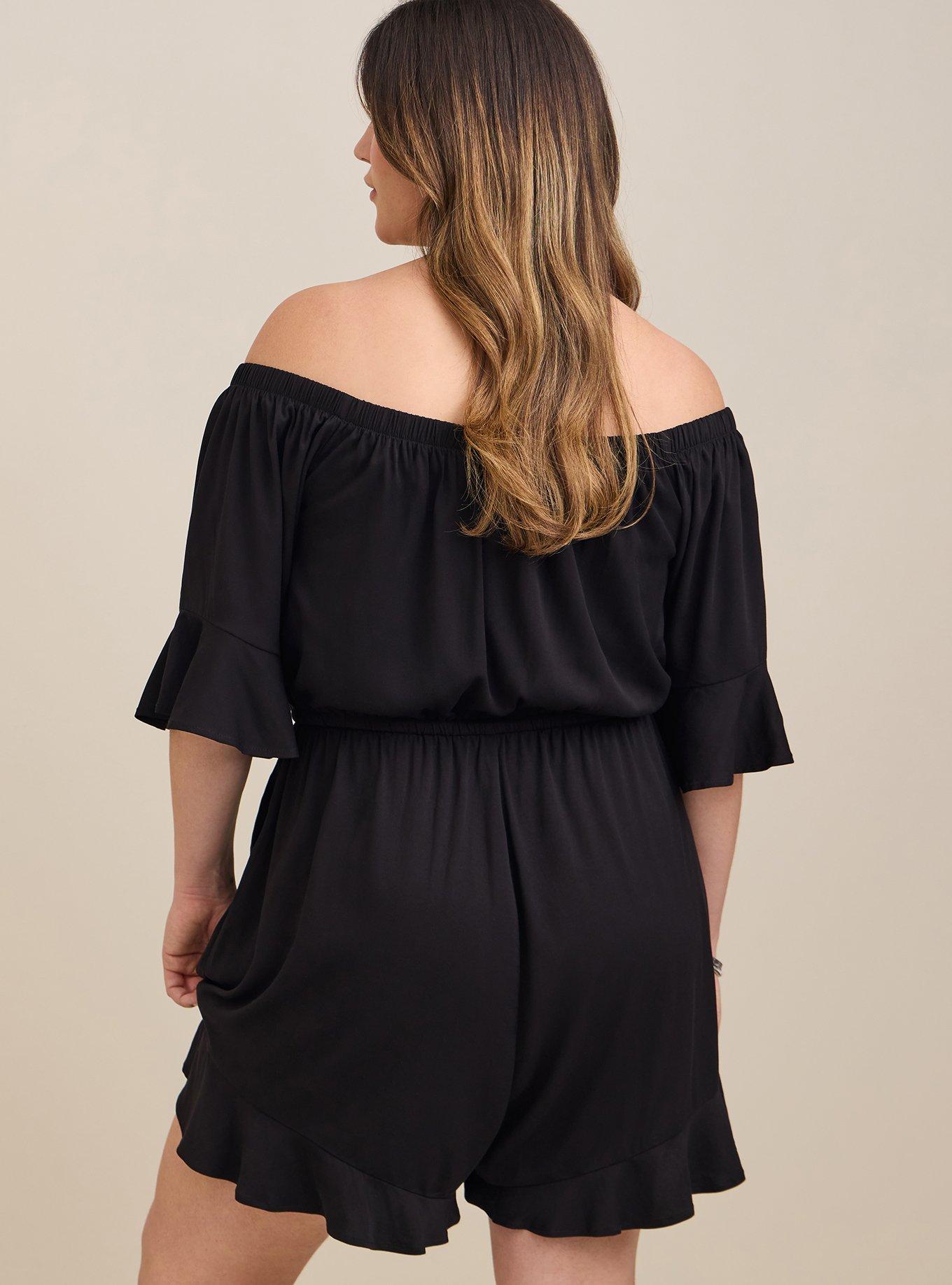 Stretch Challis Off-Shoulder Romper