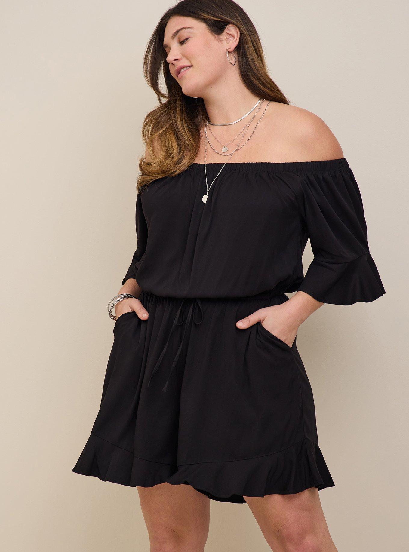 Stretch Challis Off-Shoulder Romper