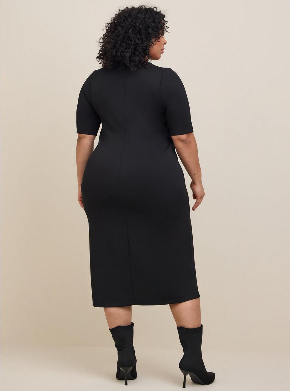 Midi Studio Cupro Slide Slit Bodycon Dress, DEEP BLACK, alternate