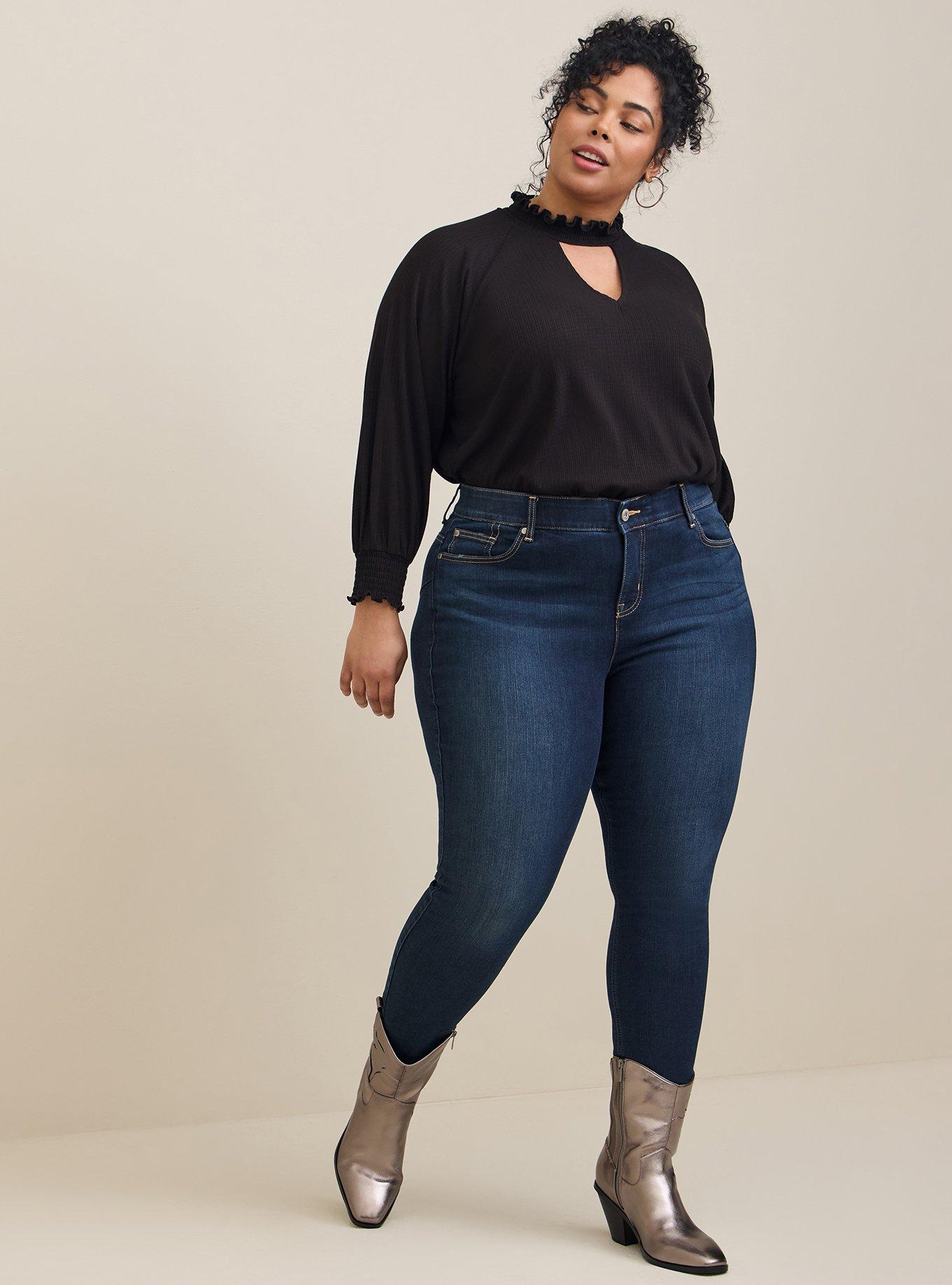 Plus Size - Jersey Neck Smocked Bottom Top Torrid