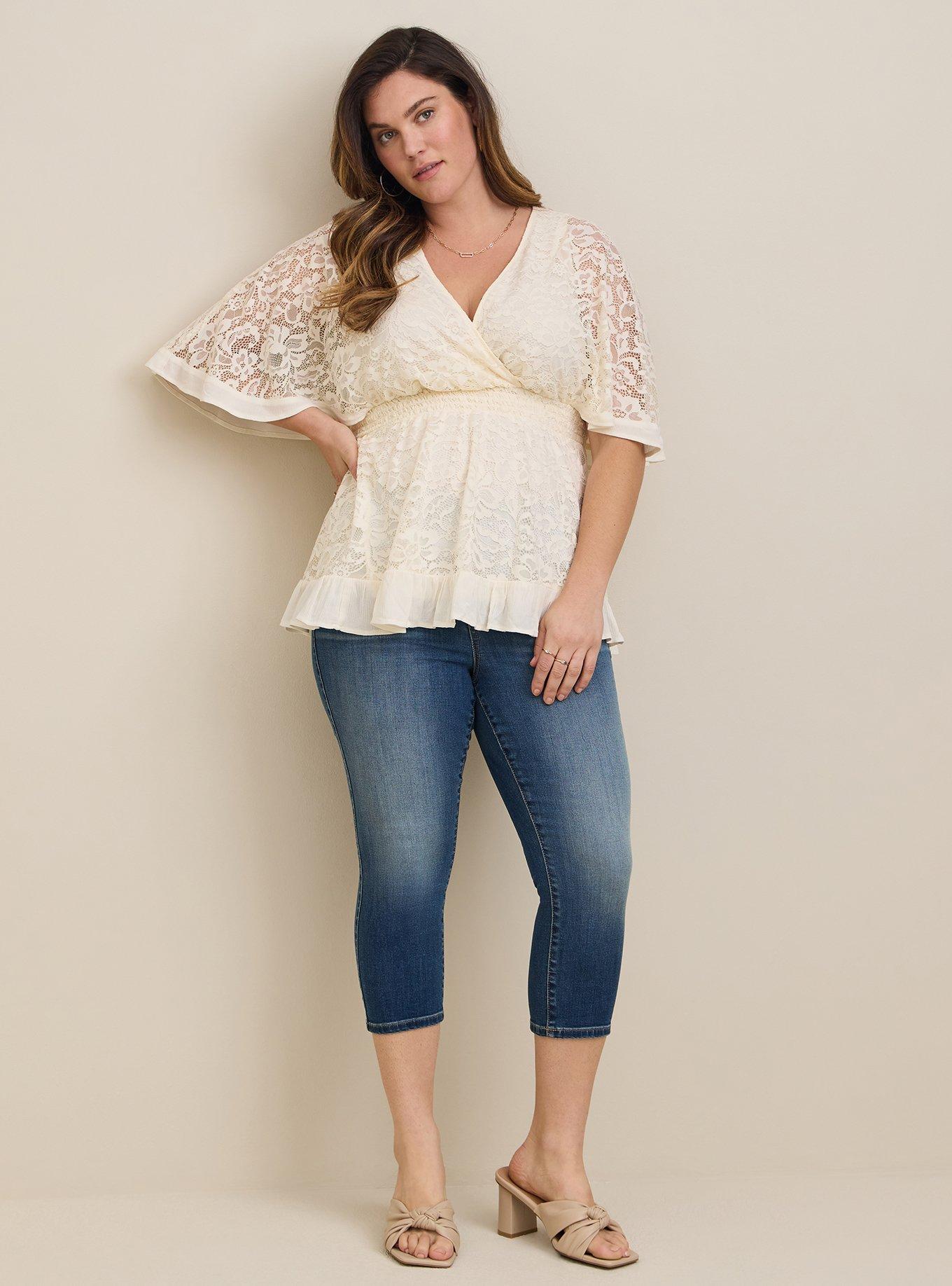 Plus Size - Stretch Lace Surplice Dolman Sleeve Top - Torrid