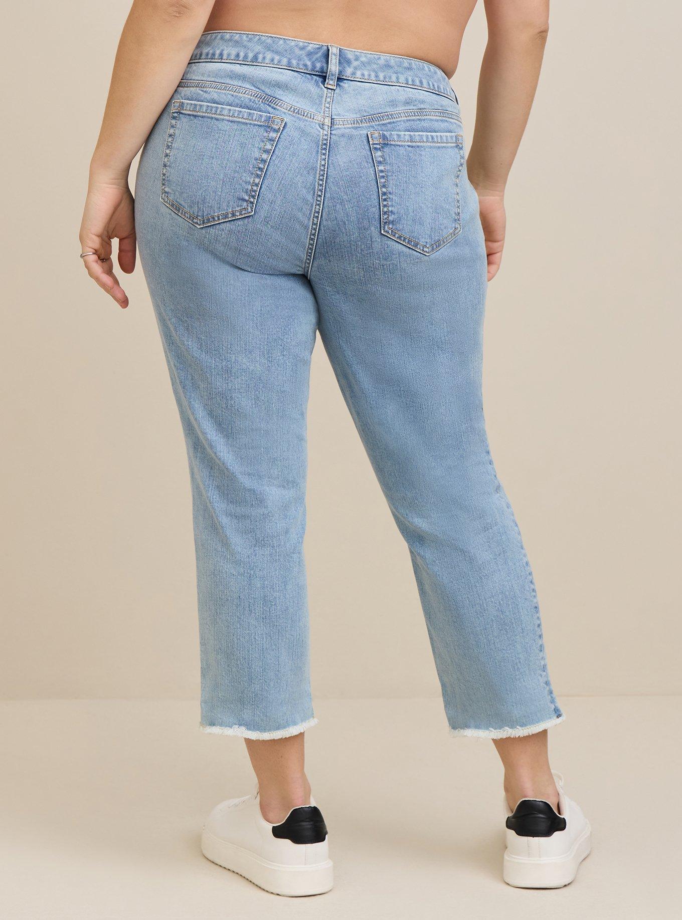 Plus Size - Crop Boyfriend Straight Vintage Stretch Mid-Rise Jean