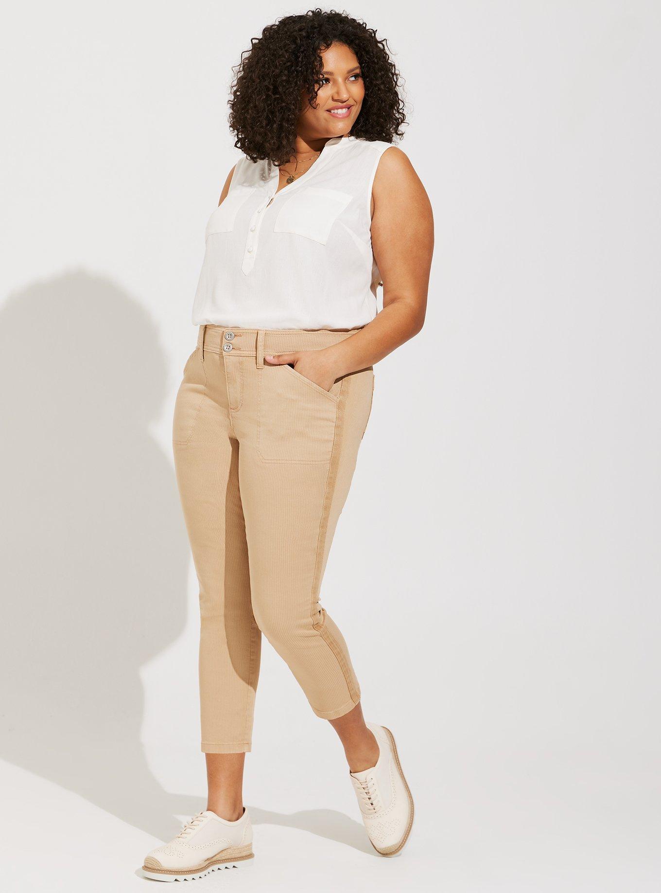 Plus Size - Crop Aviator Skinny Stretch Twill Mid-Rise Pant - Torrid