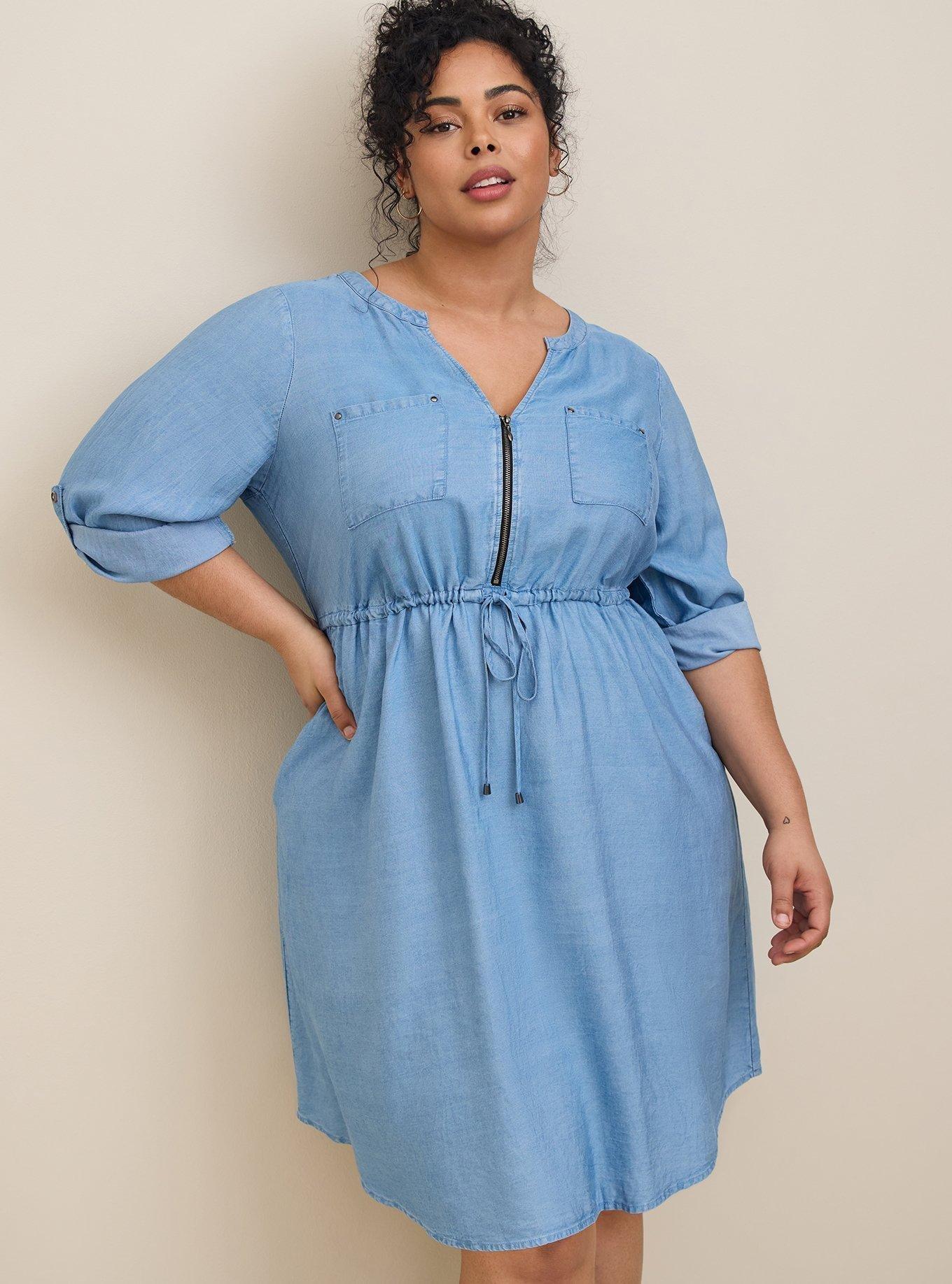 Plus size chambray outlet shirt dress